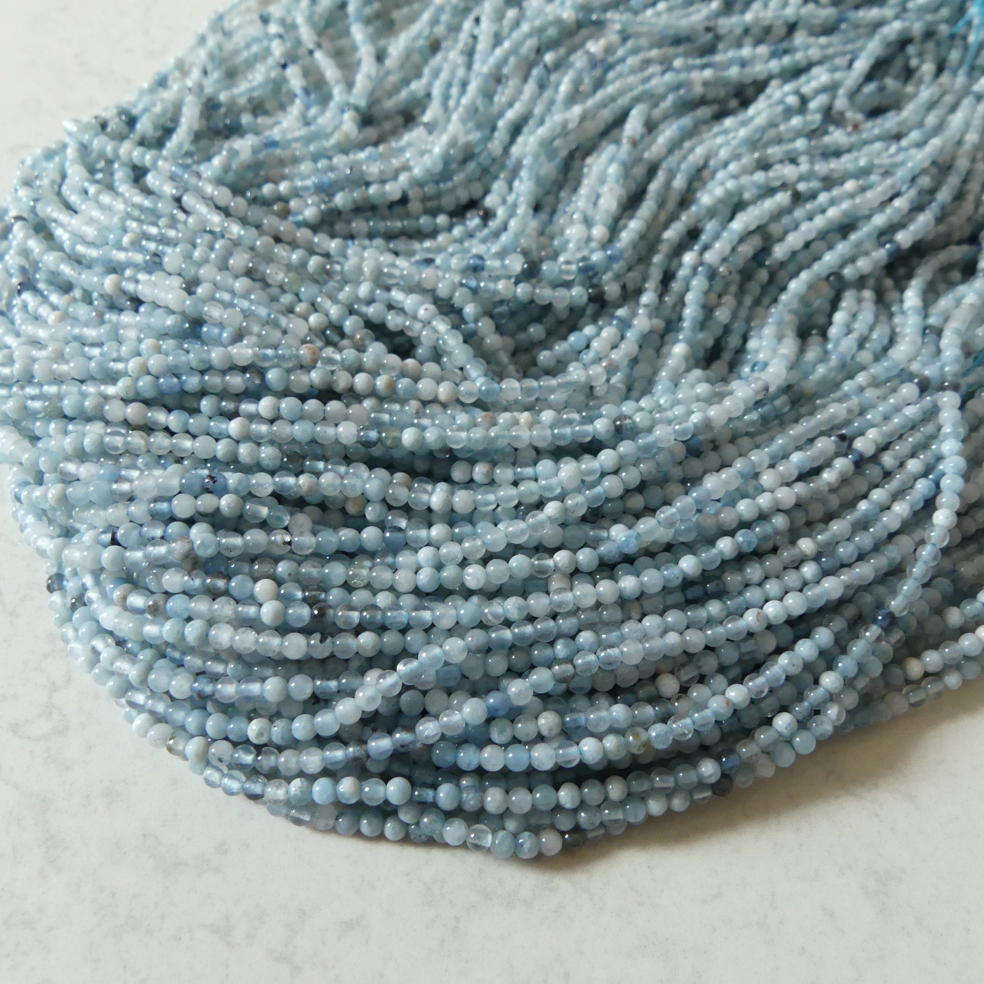 2mm Natural Aquamarine Beads 15.5" Raw Aquamarine Smooth Genuine Gemstone Beads for Jewelry Making Beading Craft Gift Beads March Birthstone