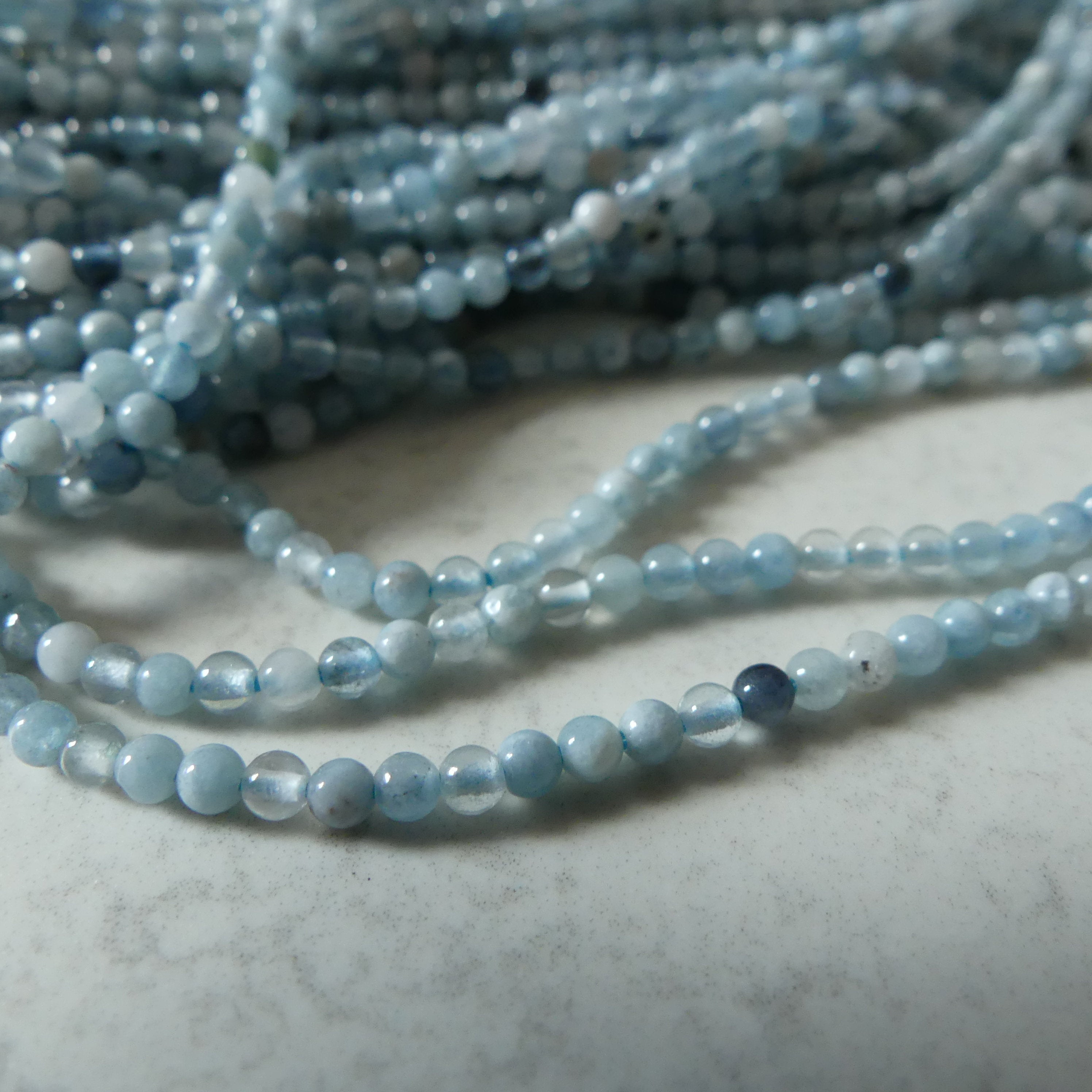 2mm Natural Aquamarine Beads 15.5" Raw Aquamarine Smooth Genuine Gemstone Beads for Jewelry Making Beading Craft Gift Beads March Birthstone