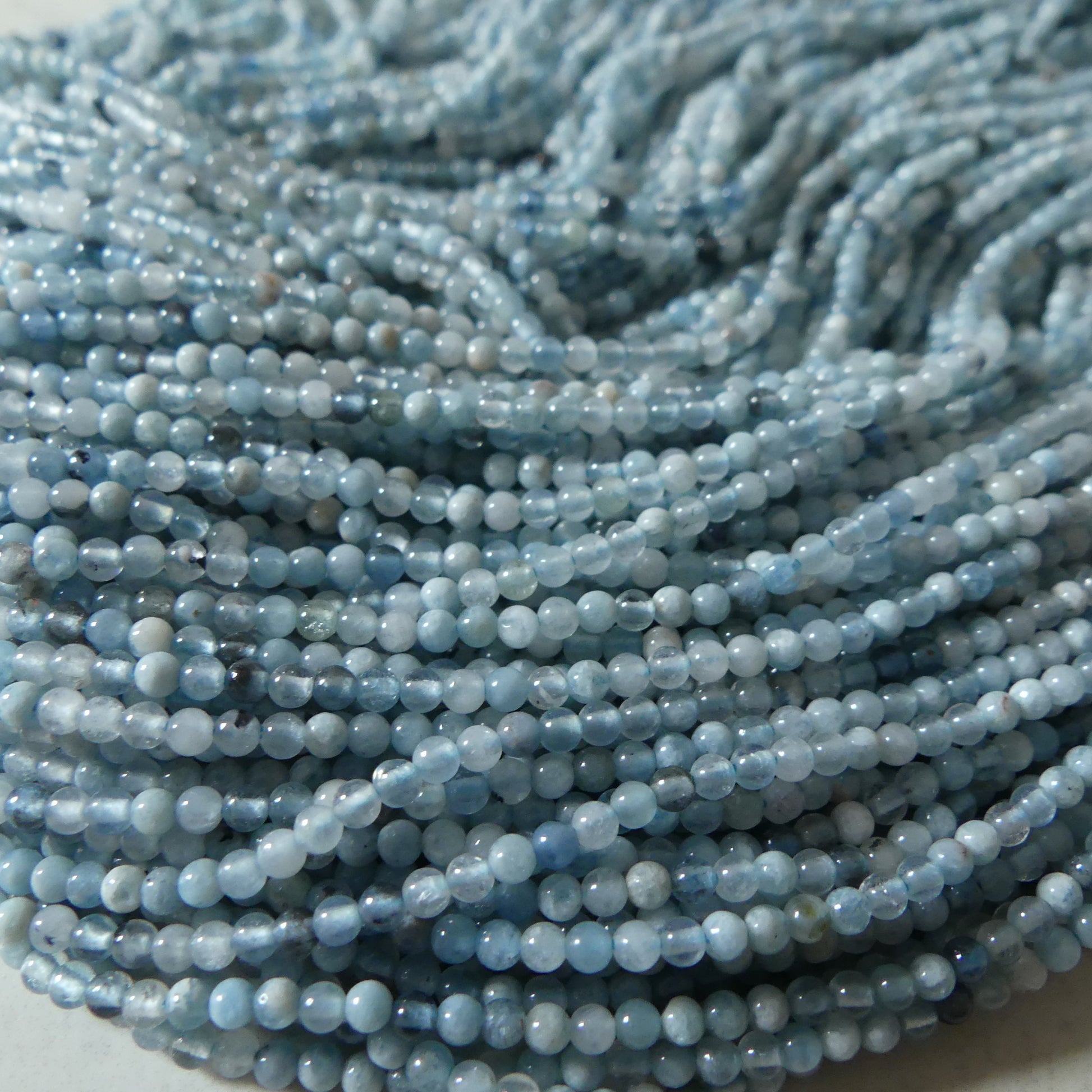 2mm Natural Aquamarine Beads 15.5" Raw Aquamarine Smooth Genuine Gemstone Beads for Jewelry Making Beading Craft Gift Beads March Birthstone