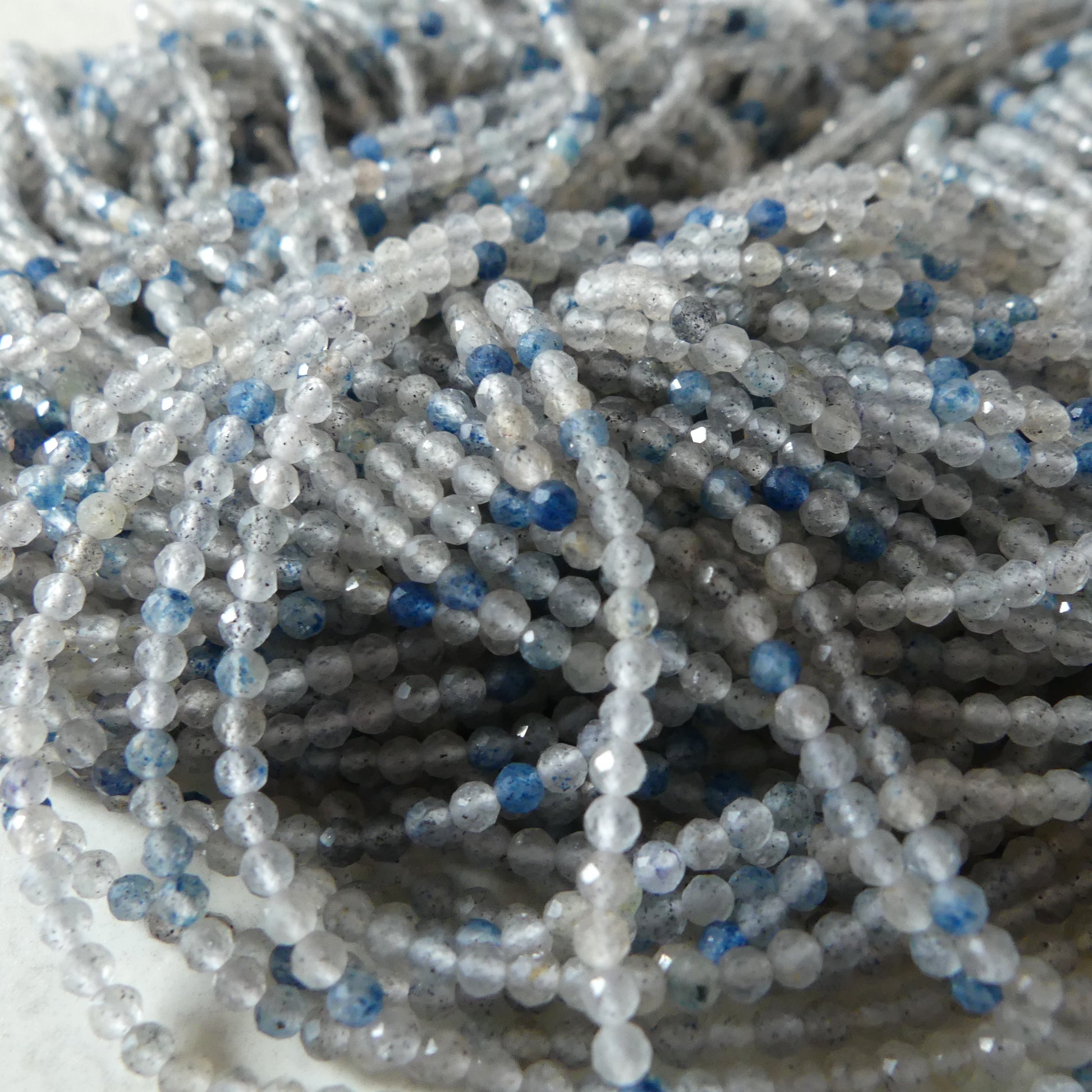 2.5mm Dumortierite Quartz Micro Faceted Beads Genuine Beads 15.5" Dumortierite in Clear Quartz Gemstone Beads Beading Crafter Gift