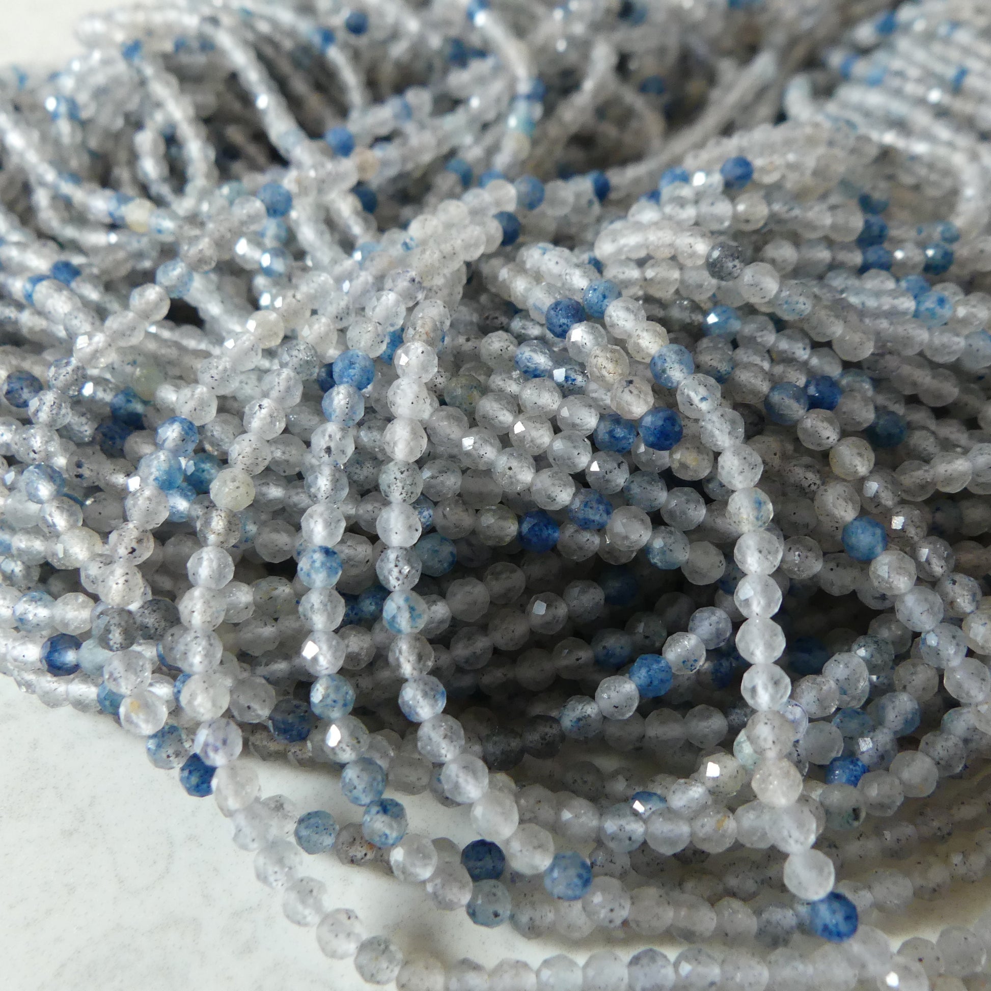 2.5mm Dumortierite Quartz Micro Faceted Beads Genuine Beads 15.5" Dumortierite in Clear Quartz Gemstone Beads Beading Crafter Gift