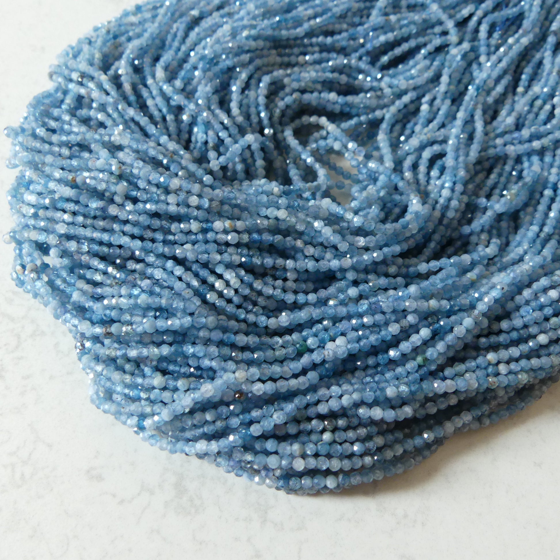 2mm Paraiba Kyanite Beads Micro Faceted Beads 15.5" Rare Kyanite Gemstone Beads Beading Crafter Gift
