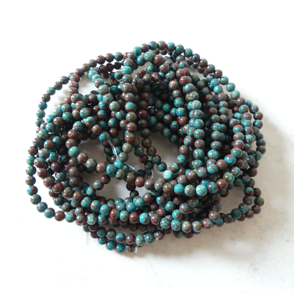 4mm Brown Blue Chrysocolla Beads 15.5" AAA Chrysocolla Smooth Gemstone Beads Beading Crafter Gift
