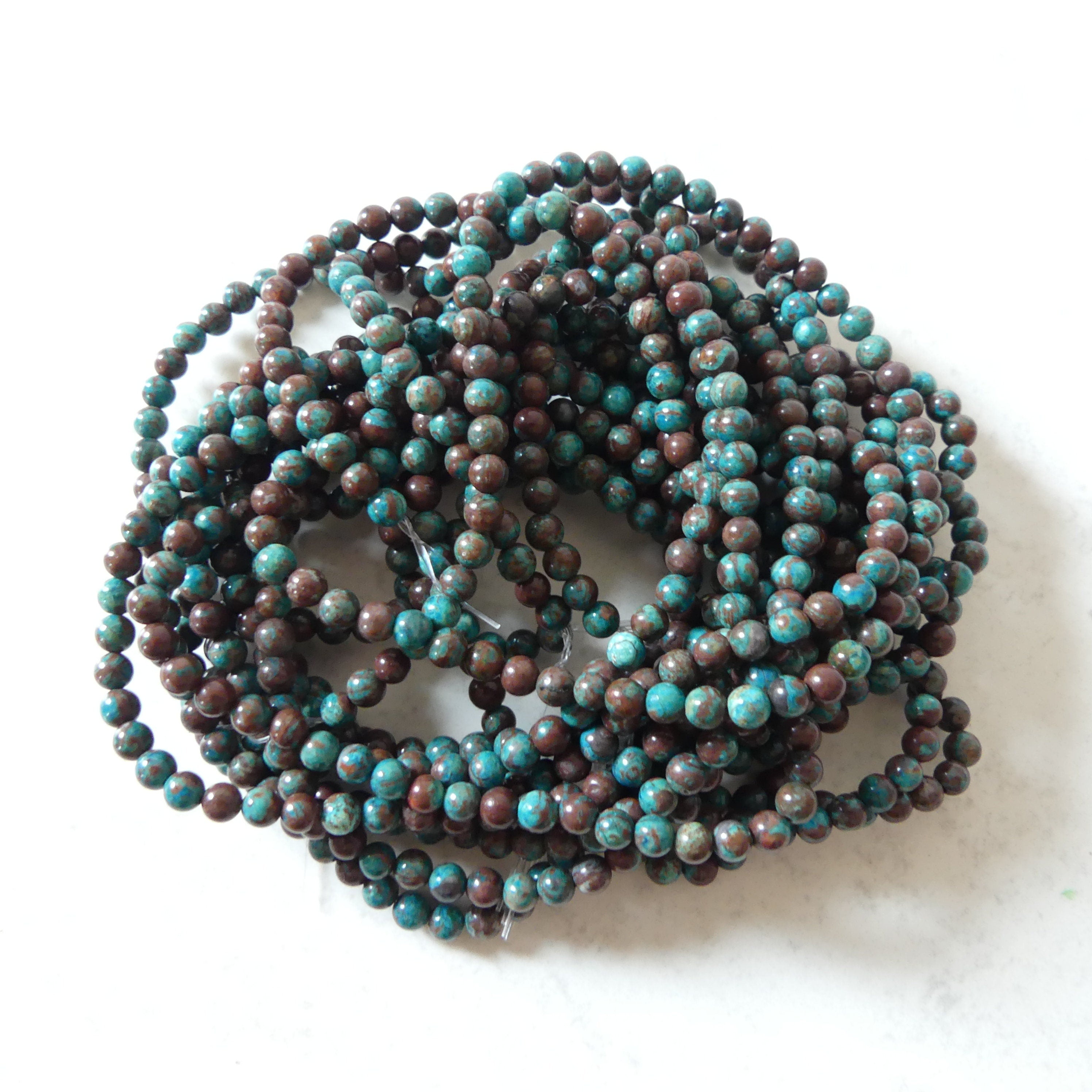 4mm Brown Blue Chrysocolla Beads 15.5" AAA Chrysocolla Smooth Gemstone Beads Beading Crafter Gift