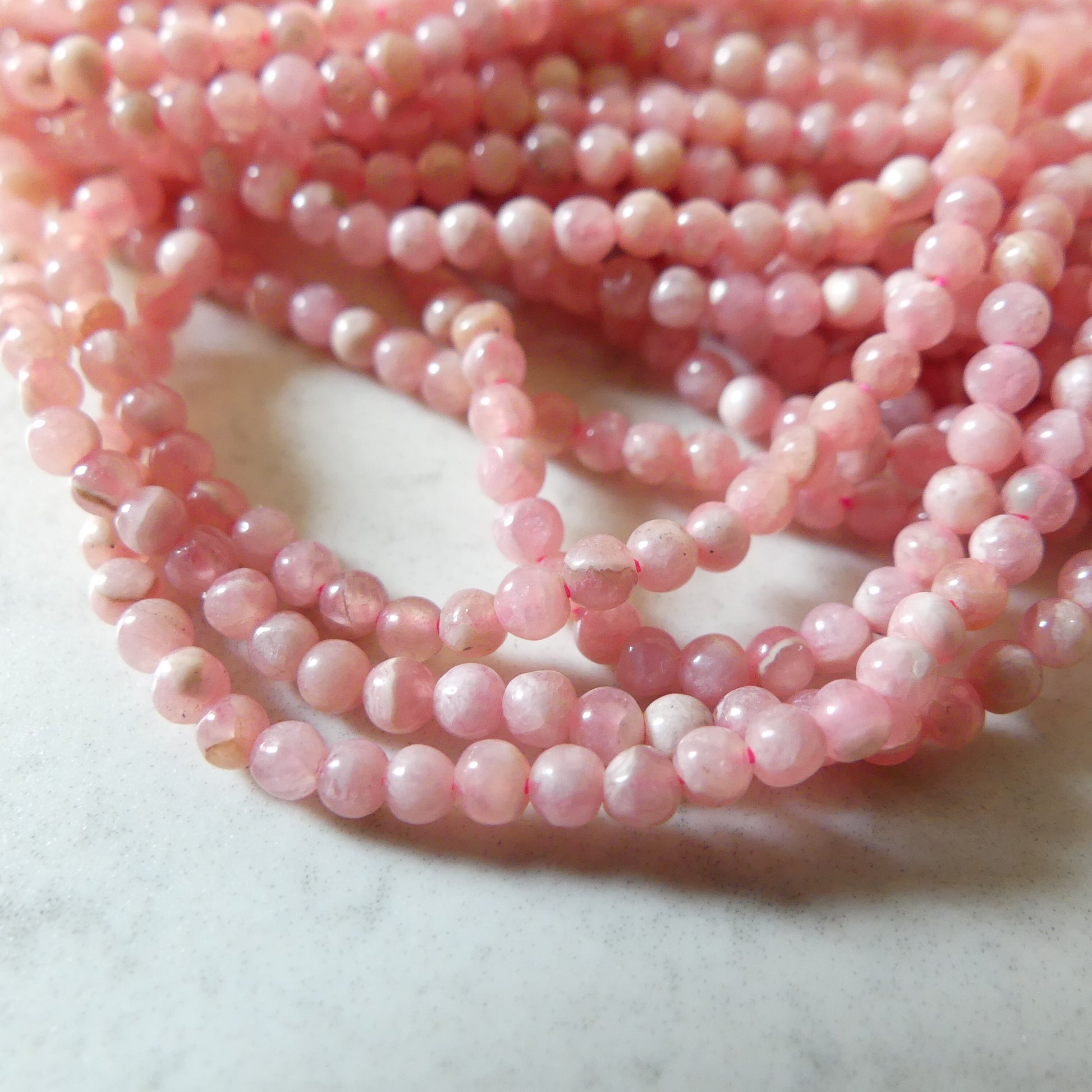 2mm Natural Rhodochrosite Smooth Beads 15" Nude Pink Genuine Gemstone Beads for Jewelry Making Beading Craft Gift Beads Self-Love Abundance