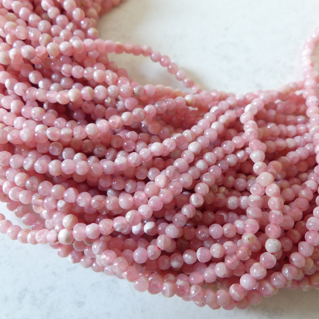 2mm Natural Rhodochrosite Smooth Beads 15" Nude Pink Genuine Gemstone Beads for Jewelry Making Beading Craft Gift Beads Self-Love Abundance