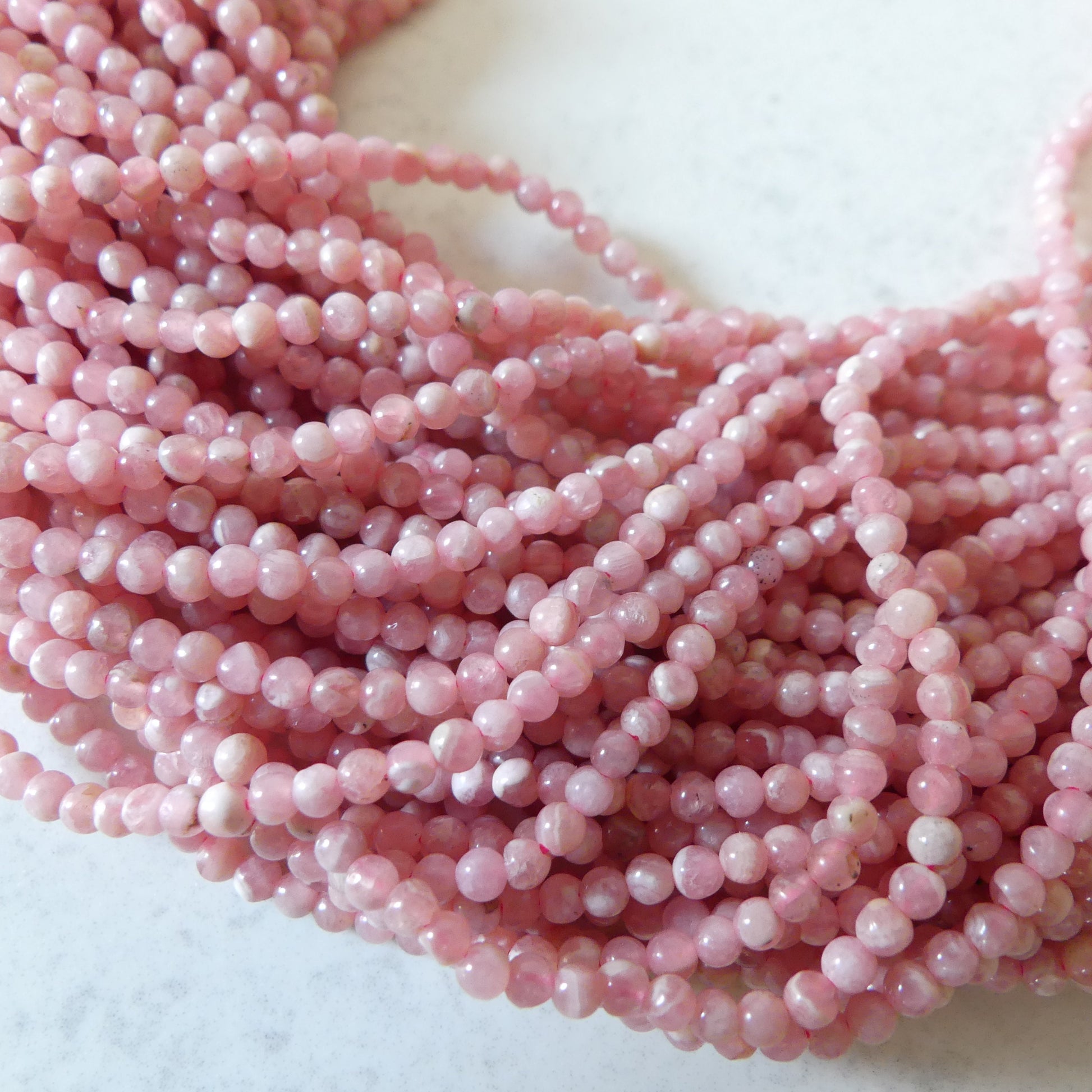 2mm Natural Rhodochrosite Smooth Beads 15" Nude Pink Genuine Gemstone Beads for Jewelry Making Beading Craft Gift Beads Self-Love Abundance