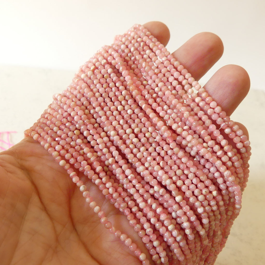 2mm Natural Rhodochrosite Smooth Beads 15" Nude Pink Genuine Gemstone Beads for Jewelry Making Beading Craft Gift Beads Self-Love Abundance