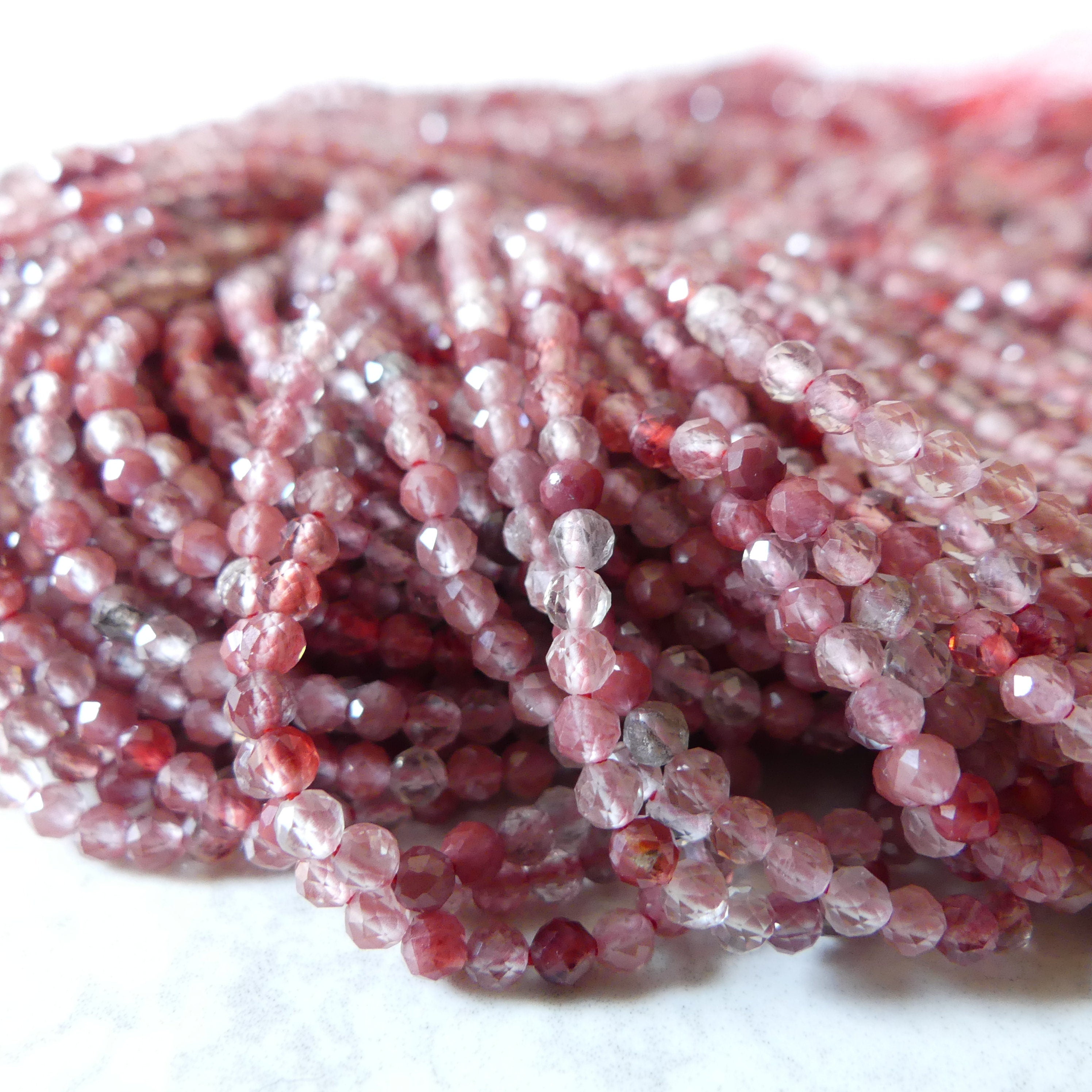 2.5mm Rare Andesine Faceted Beads 15" Red Genuine Sparkly Gemstone Beads for Jewelry Making Beading Craft Gift Beads Self-Love Abundance
