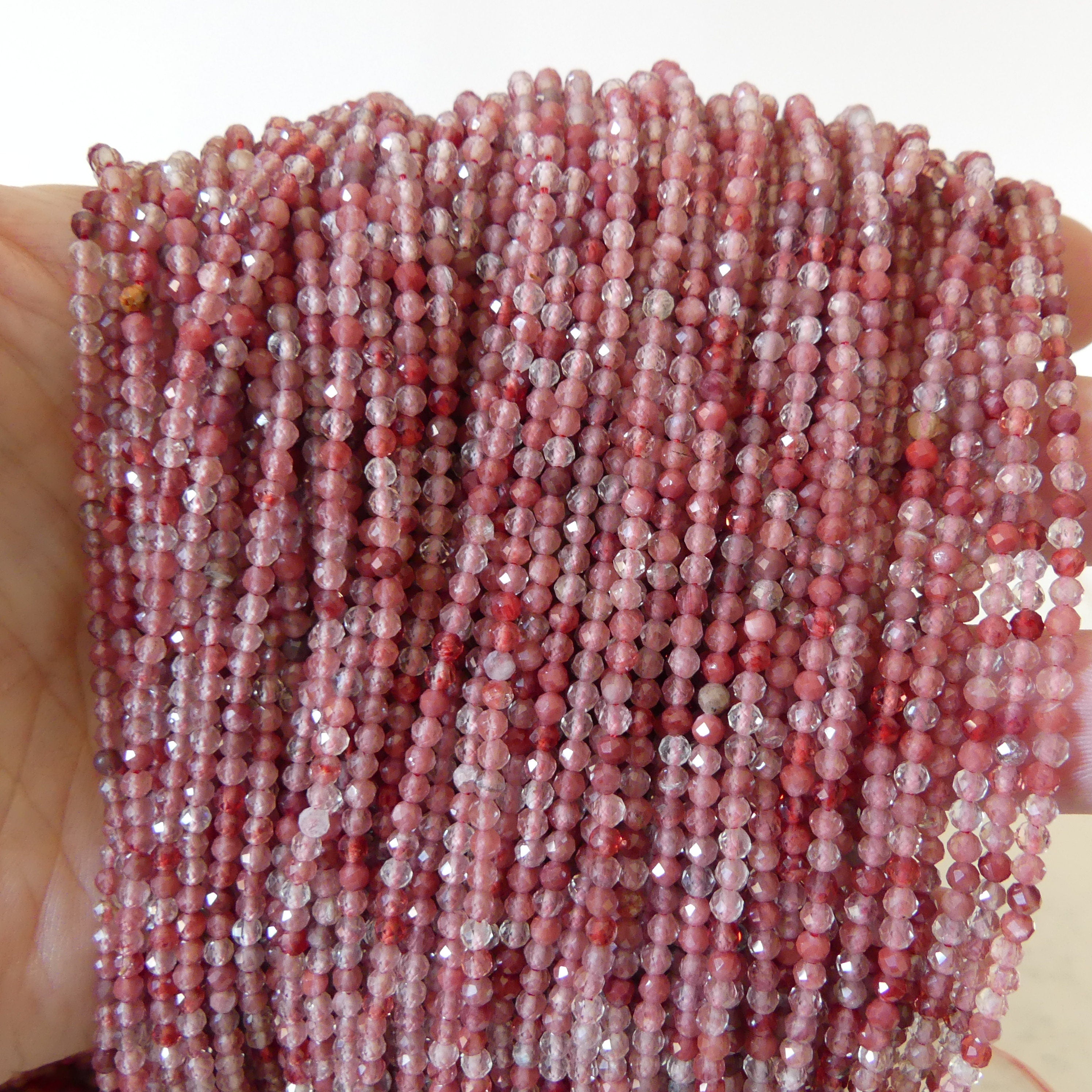 2.5mm Rare Andesine Faceted Beads 15" Red Genuine Sparkly Gemstone Beads for Jewelry Making Beading Craft Gift Beads Self-Love Abundance