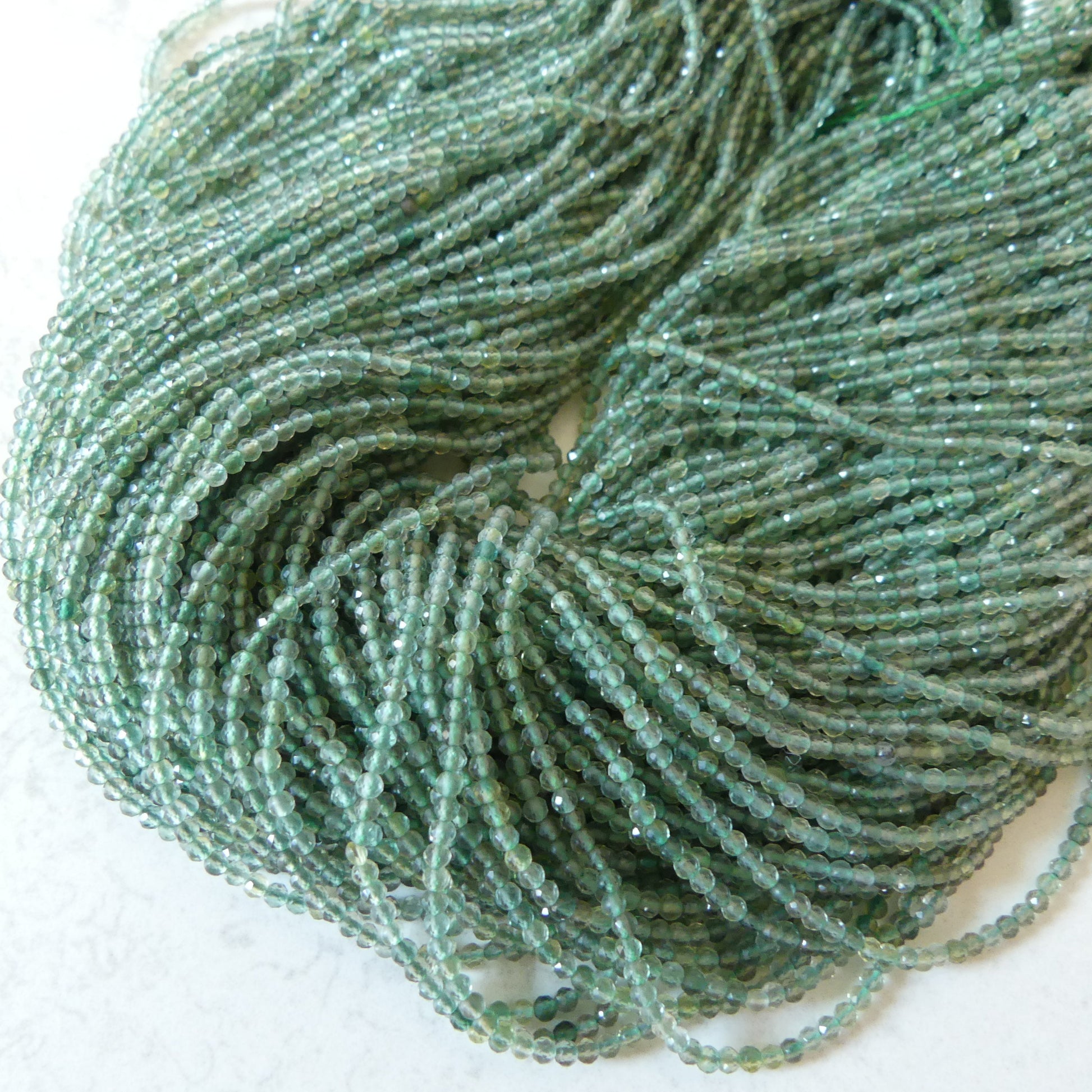 2.4mm Green Amethyst Beads Micro Faceted Beads 15" Green Natural Amethyst Gemstone Beads Beading Crafter Gift February Birthstone
