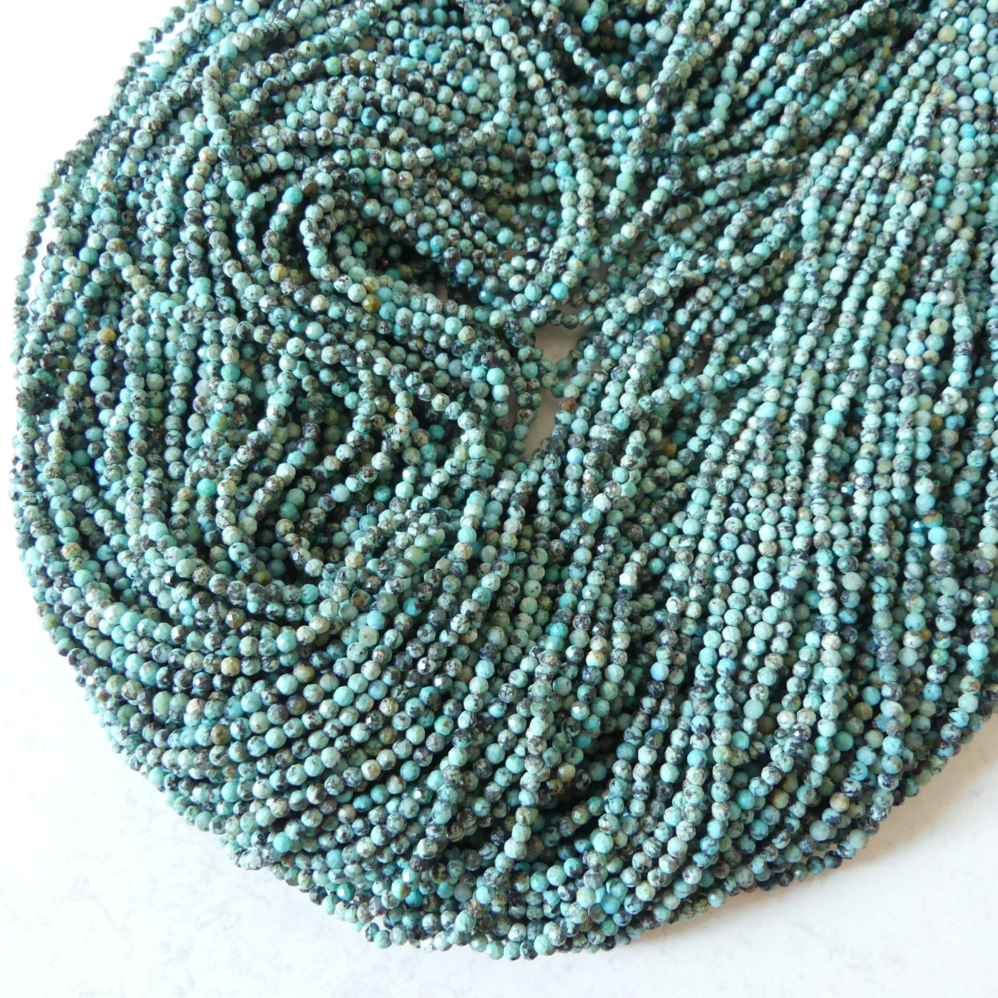 2mm African Turquoise Faceted Beads 15" Turquoise Genuine Gemstone Beads for Jewelry Making Beading Craft Gift Beads December Birthstone