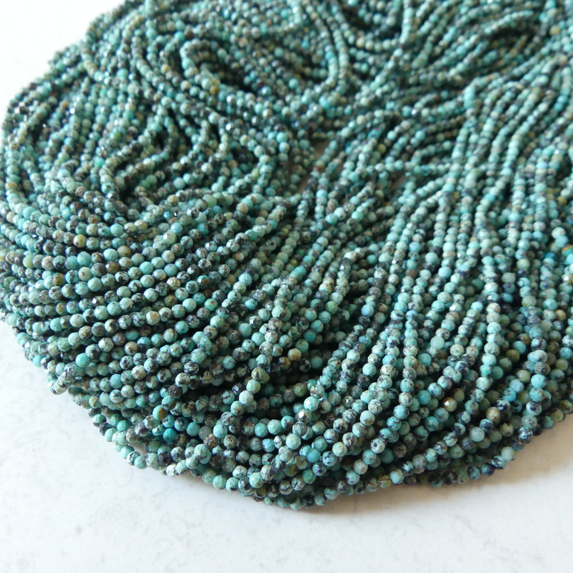 2mm African Turquoise Faceted Beads 15" Turquoise Genuine Gemstone Beads for Jewelry Making Beading Craft Gift Beads December Birthstone