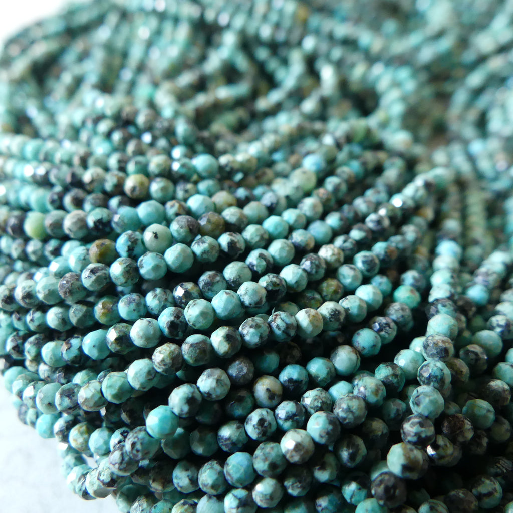 2mm African Turquoise Faceted Beads 15" Turquoise Genuine Gemstone Beads for Jewelry Making Beading Craft Gift Beads December Birthstone