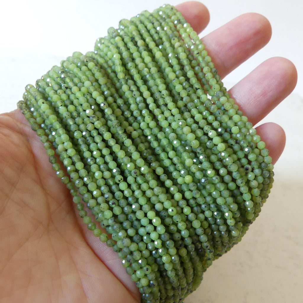 2.5mm AAA Canadian Jade Beads 15" Green Jade Nephrite Genuine Gemstone Beads Natural Jade for Jewelry Making Beading Craft Gift Beads
