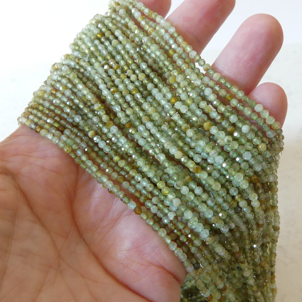 2mm AAA Grossularite Garnet Beads Micro Faceted Green Garnet Beads 15" Natural Garnet Gemstone Beads Beading Crafter Gift DIY Jewelry