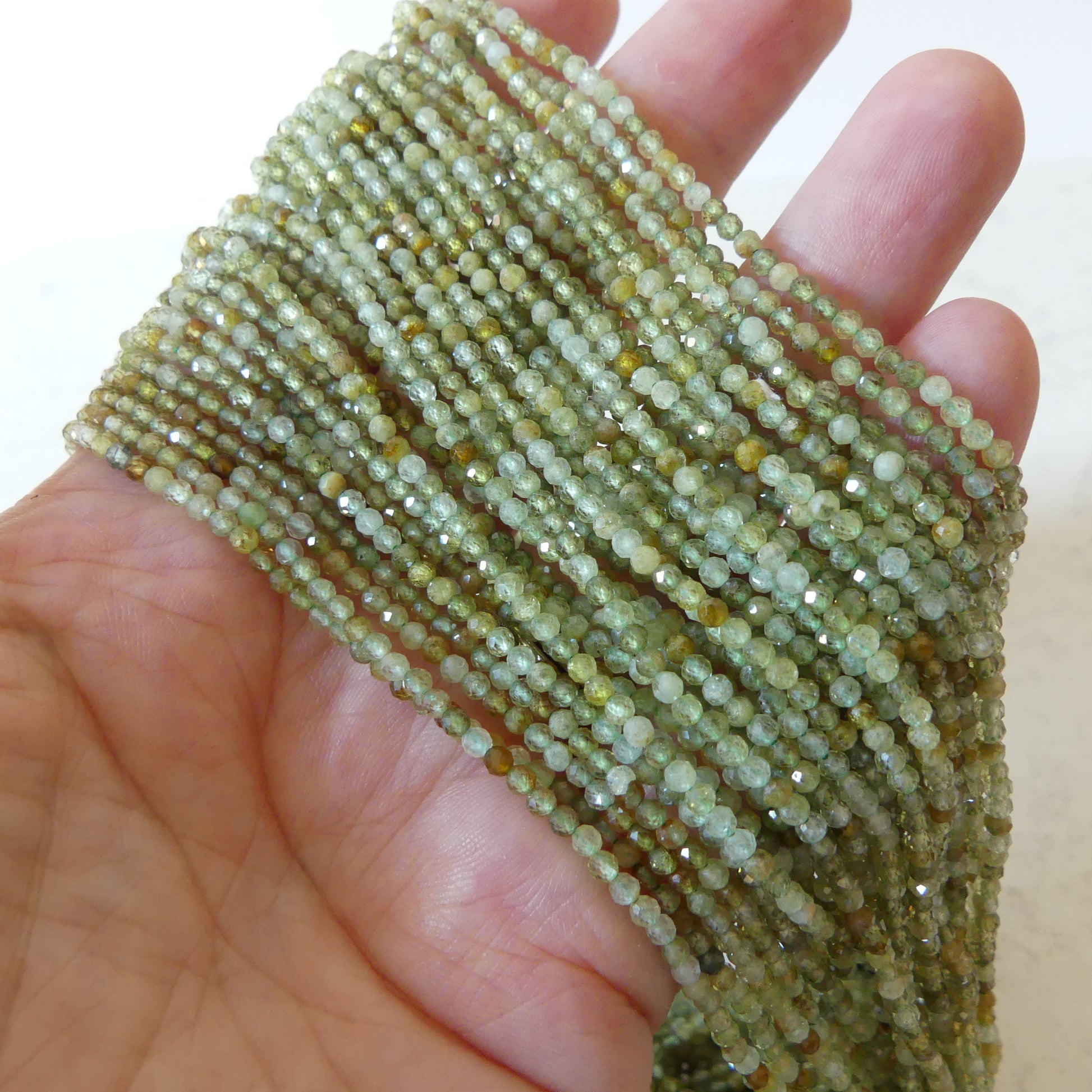 2mm AAA Grossularite Garnet Beads Micro Faceted Green Garnet Beads 15" Natural Garnet Gemstone Beads Beading Crafter Gift DIY Jewelry