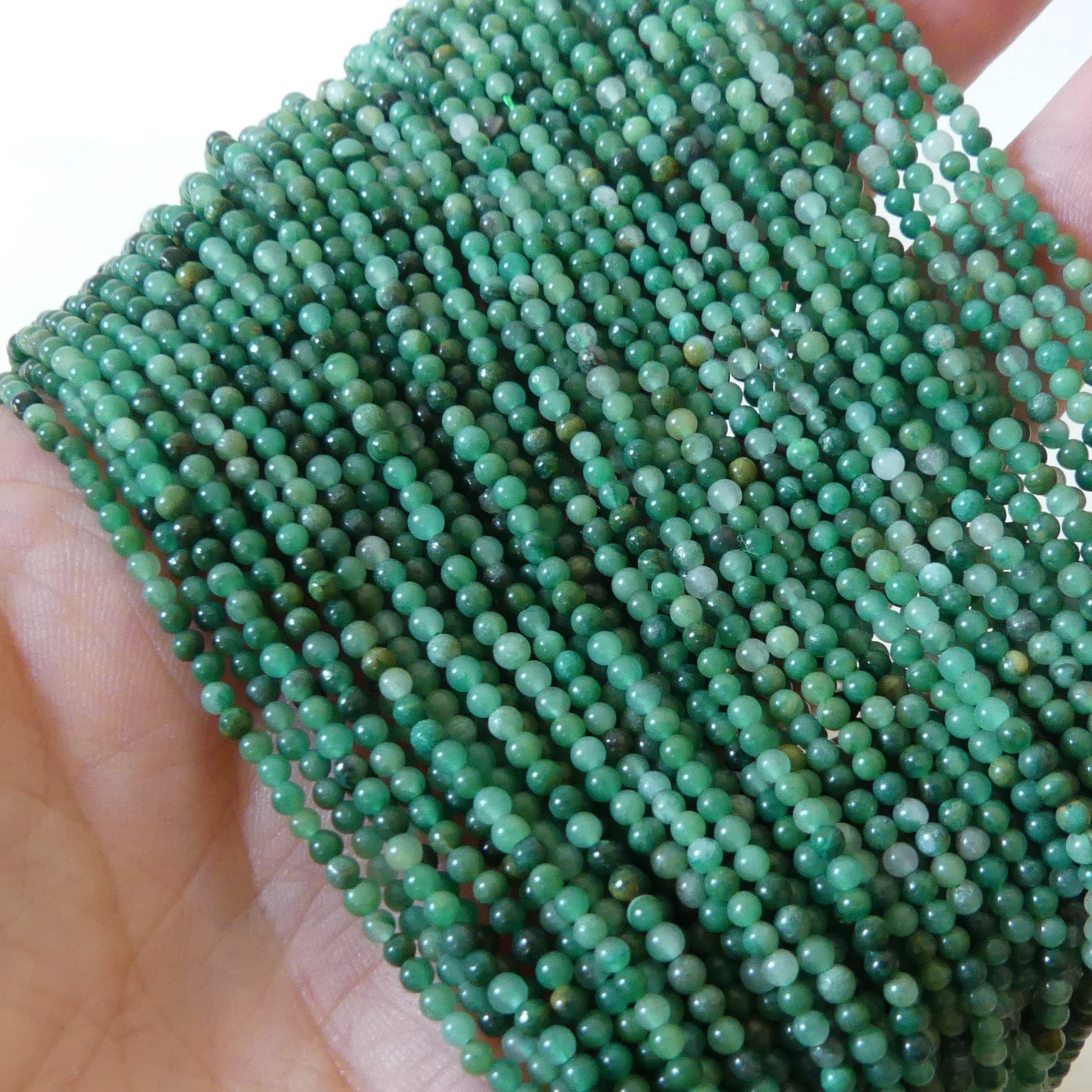 2mm Natural Jade Smooth Beads 15" African Jade Round Genuine Gemstone Beads for Jewelry Making Beading Craft Gift Beads DIY Jewelry