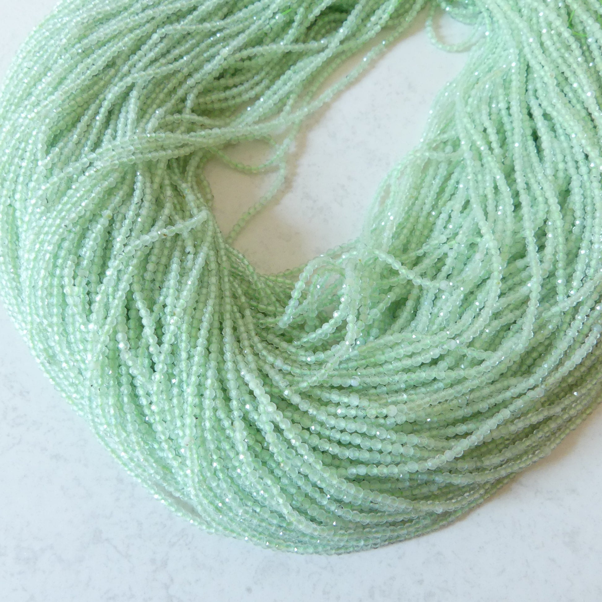 2mm AAA Prehnite Beads Micro Faceted Beads 15" Pale Green Natural Gemstone Beads Beading Crafter Gift DIY jewelry