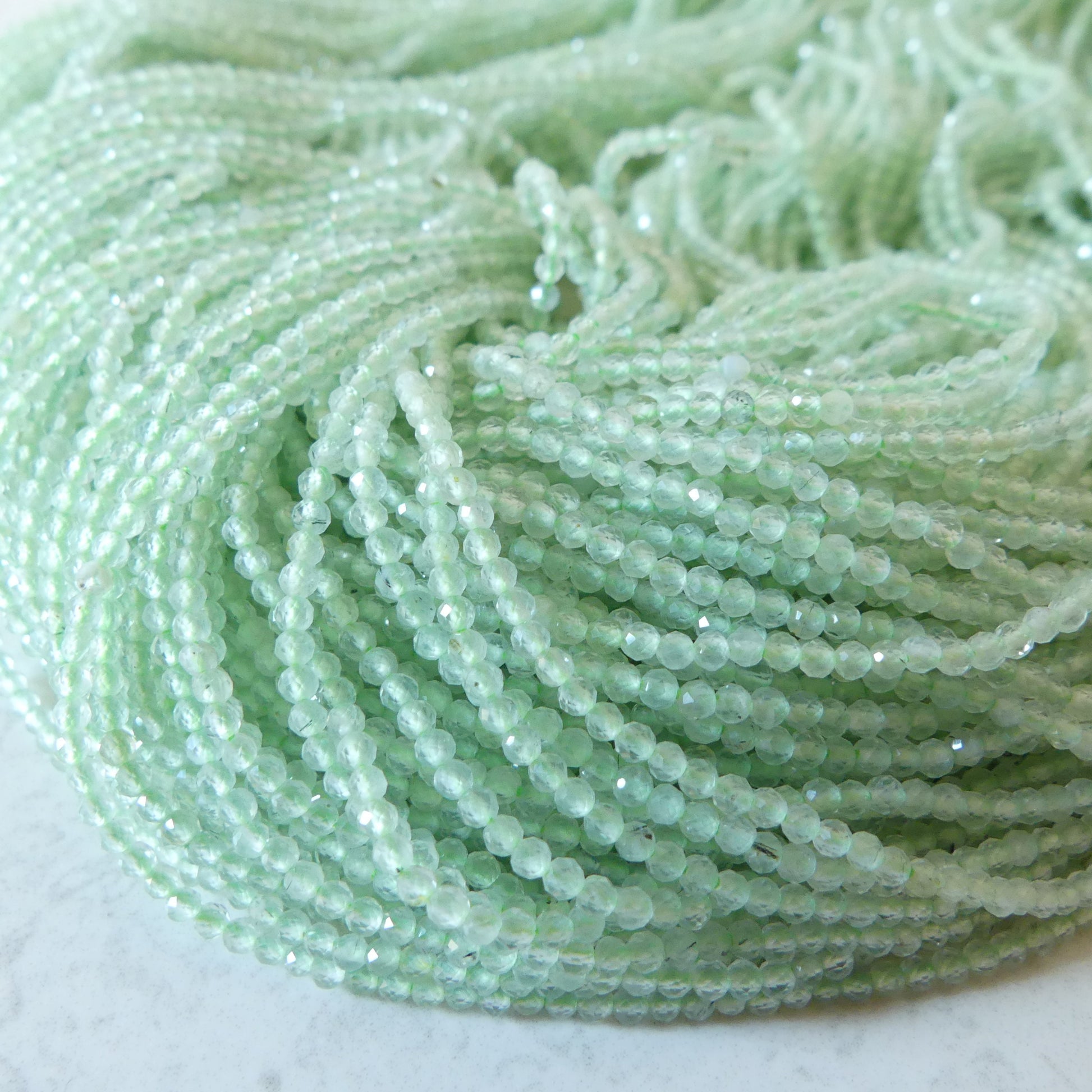 2mm AAA Prehnite Beads Micro Faceted Beads 15" Pale Green Natural Gemstone Beads Beading Crafter Gift DIY jewelry