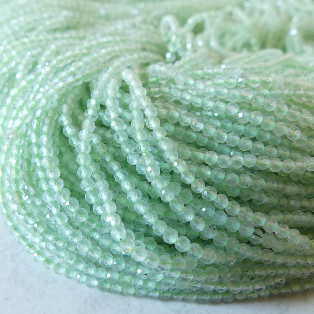 2mm AAA Prehnite Beads Micro Faceted Beads 15" Pale Green Natural Gemstone Beads Beading Crafter Gift DIY jewelry