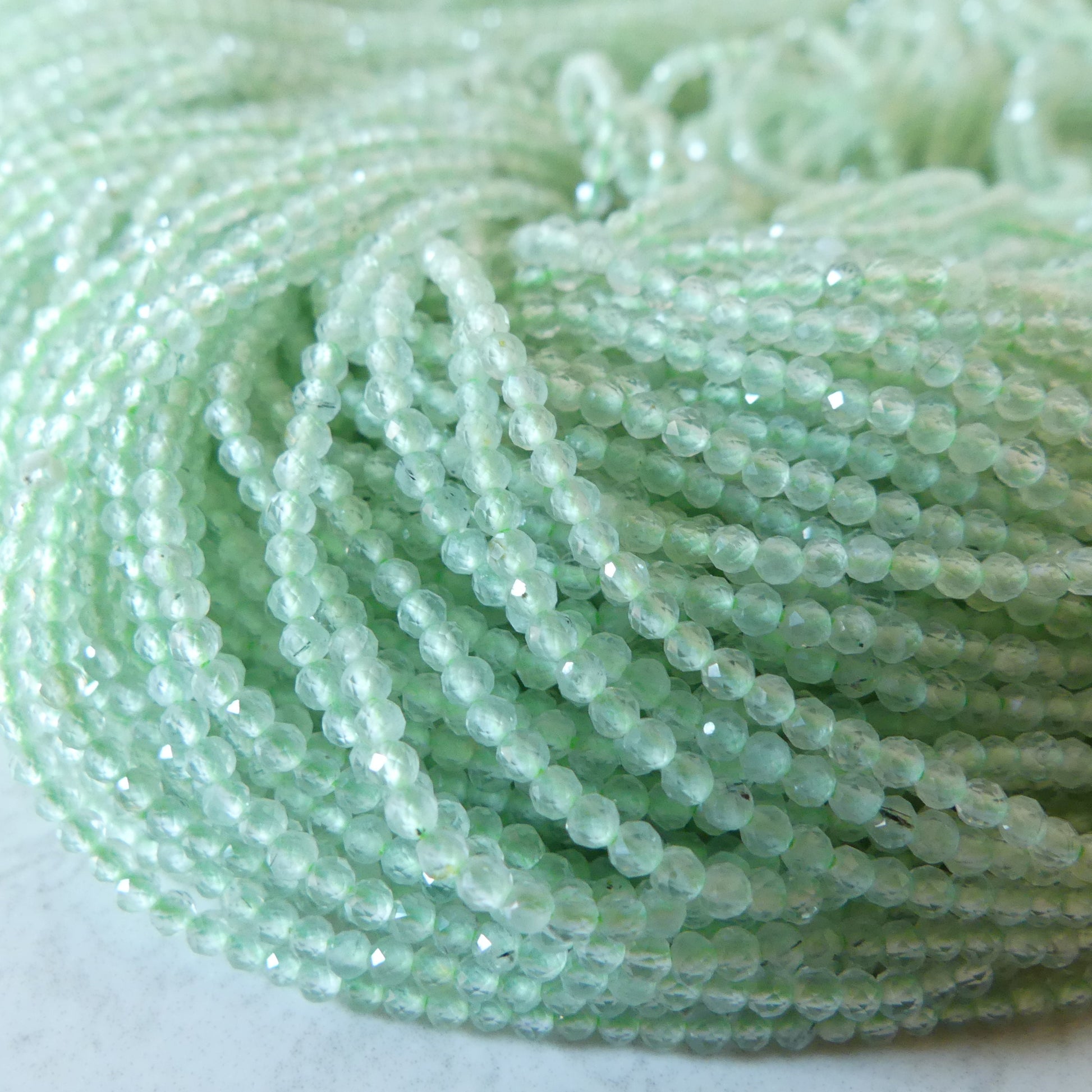 2mm AAA Prehnite Beads Micro Faceted Beads 15" Pale Green Natural Gemstone Beads Beading Crafter Gift DIY jewelry