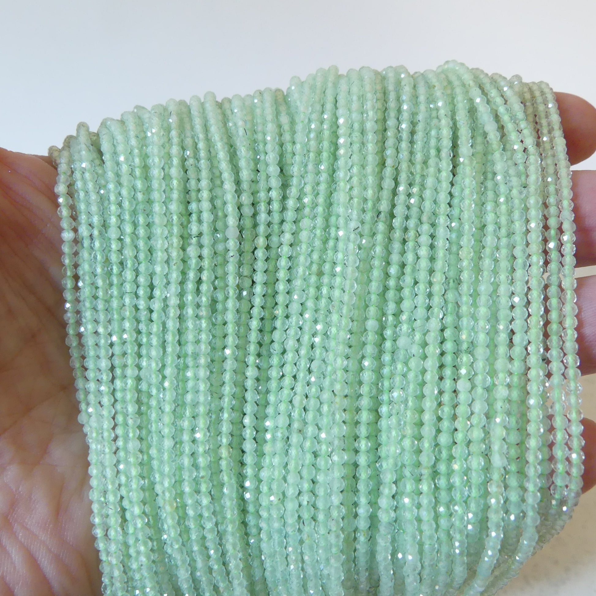2mm AAA Prehnite Beads Micro Faceted Beads 15" Pale Green Natural Gemstone Beads Beading Crafter Gift DIY jewelry