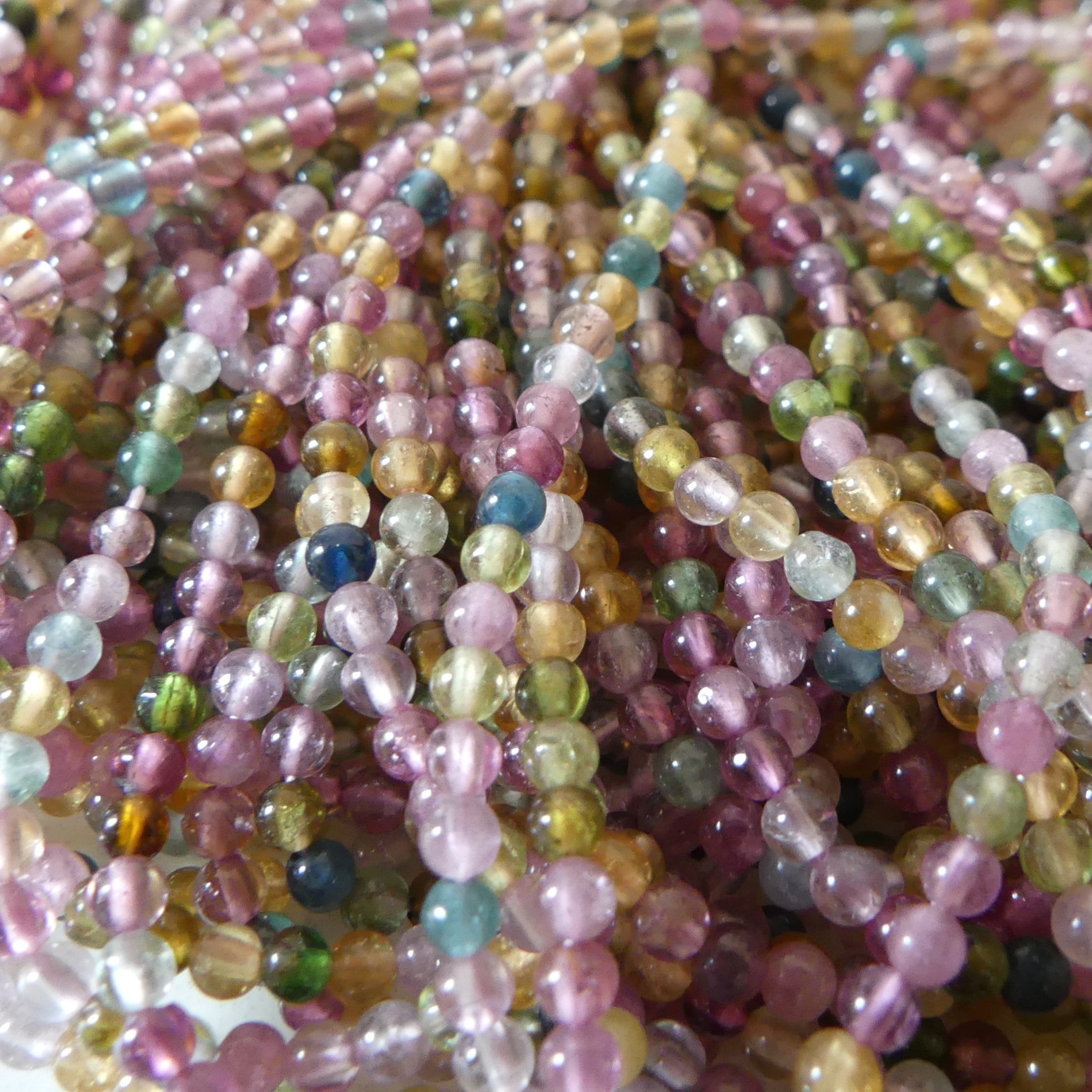 2.5mm Watermelon Tourmaline Smooth Beads 15.5" Transparent Rainbow Gemstone Beads for Jewelry Making