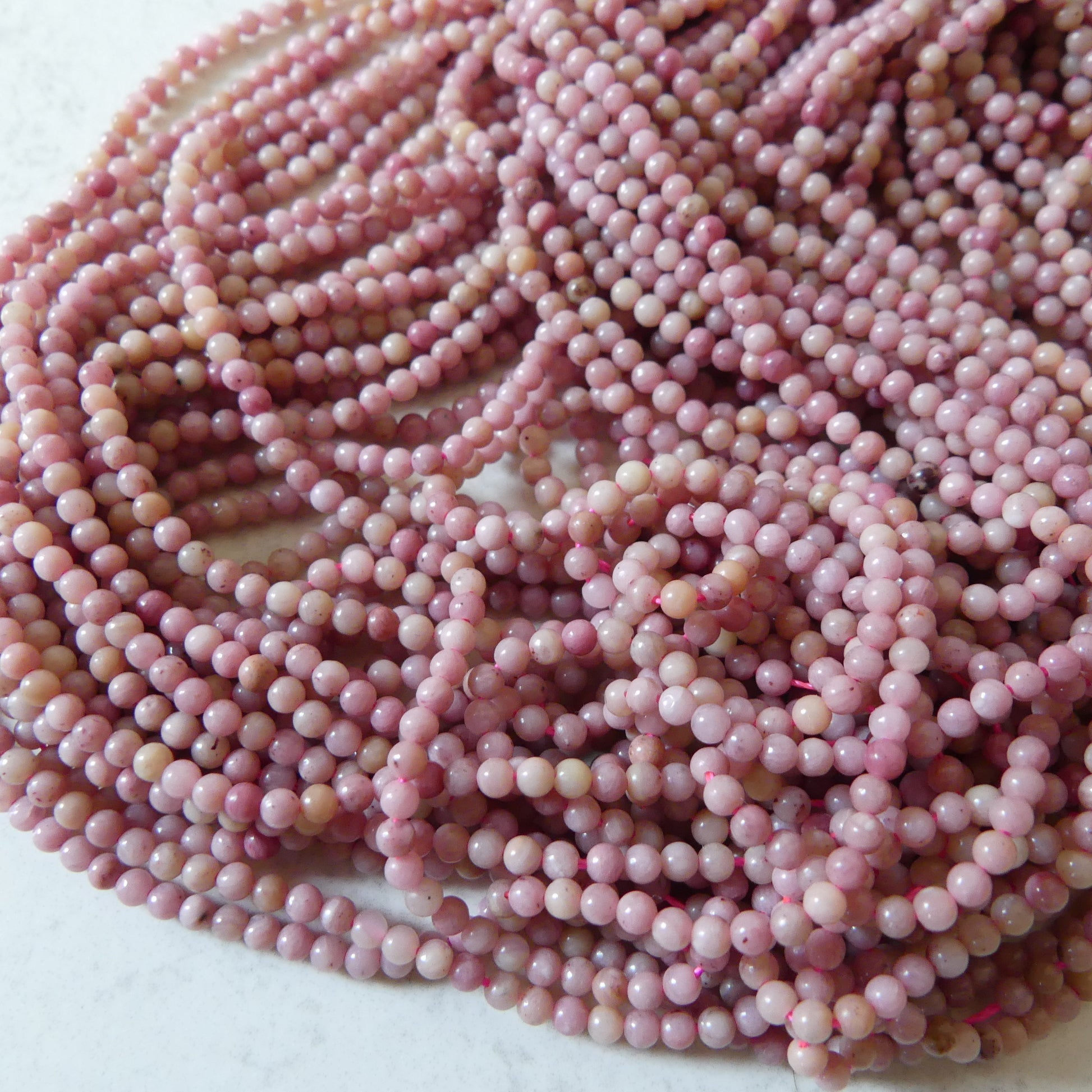 2mm Pink Petrified Wood Jasper Beads Genuine Small Pink Jasper Beads 15.5" Gemstone Beads for Jewelry Making