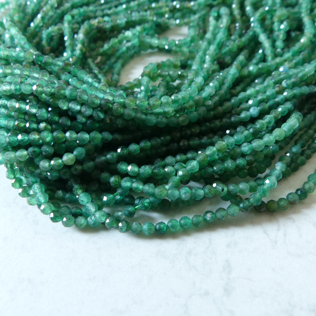 2.5mm Natural Fuchsite Micro Faceted Beads Genuine Small Emerald Green Beads 15.5" Gemstone Beads for Jewelry Making
