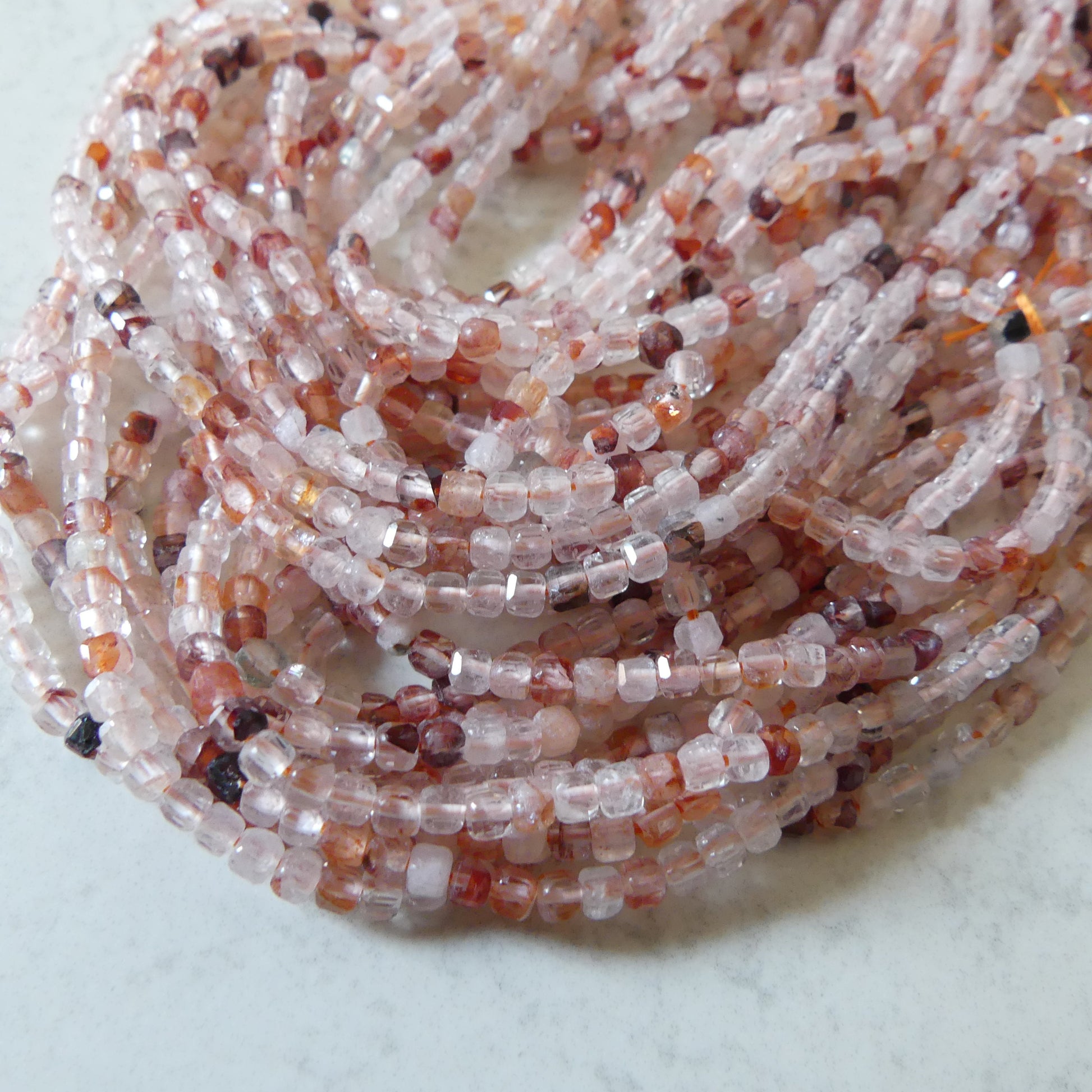 2mm Hematoid Quartz Cube Beads Genuine Clear Quartz Beads 15.5" Gemstone Beads for Jewelry Making