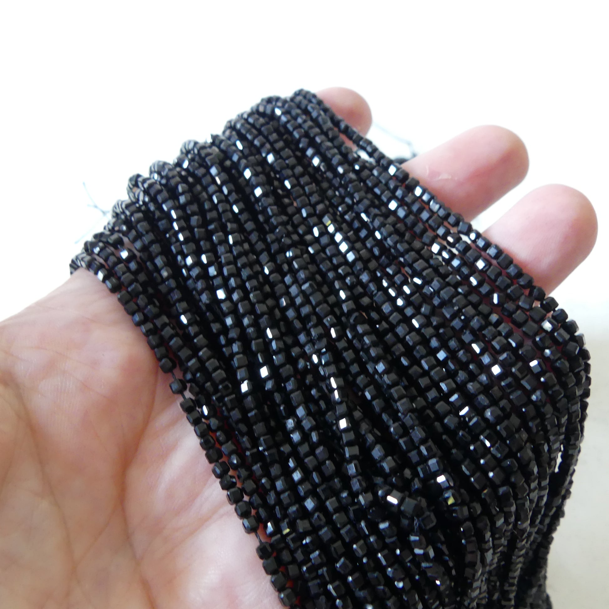 2mm Black Tourmaline Cube Beads Genuine Tourmaline Beads 15.5" Gemstone Beads for Jewelry Making