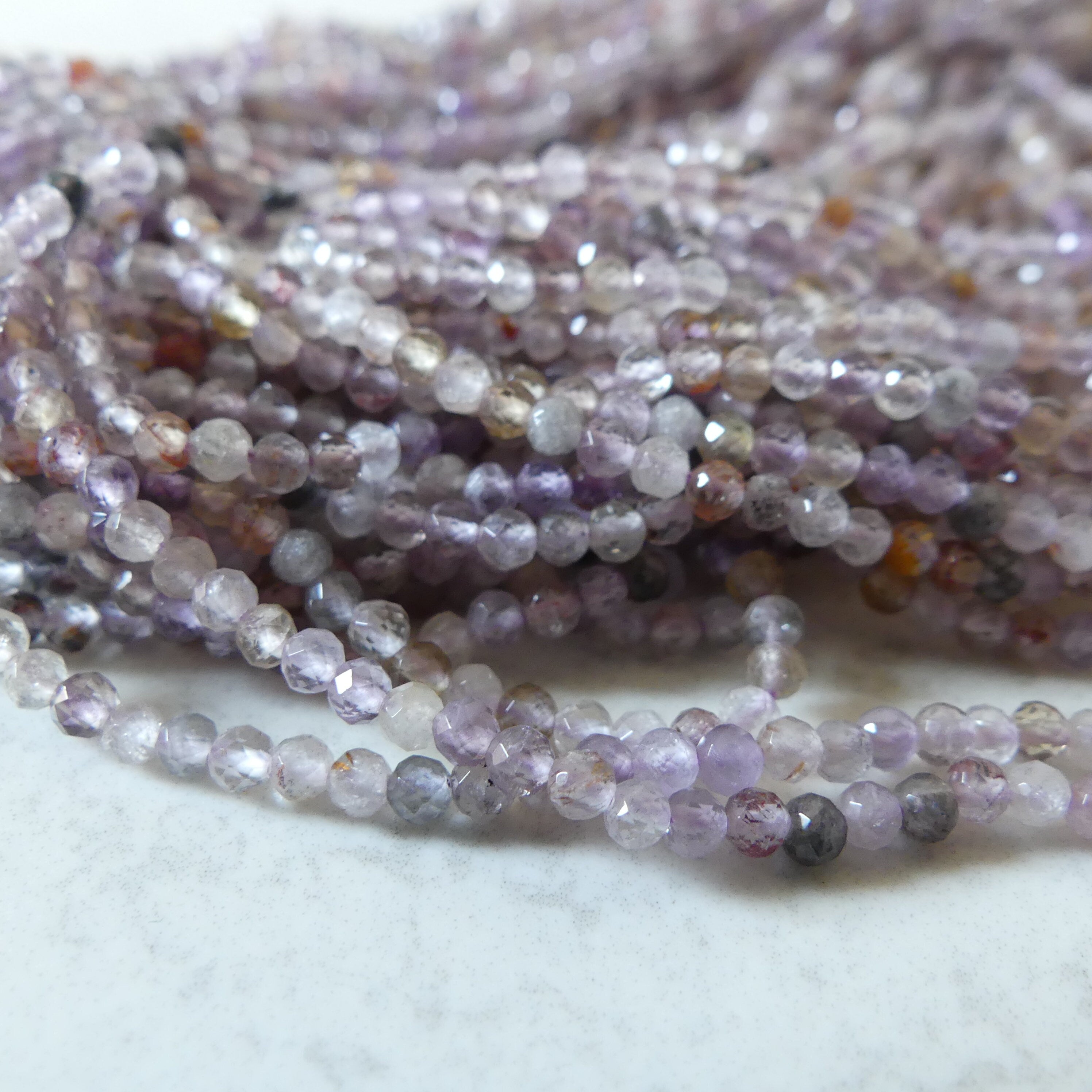 2.5mm Cacoxenite Micro Faceted Beads Super Seven 7 Genuine Beads 15.5" Sparkly Gemstone Melody Stone Beads Beading Crafter Gift