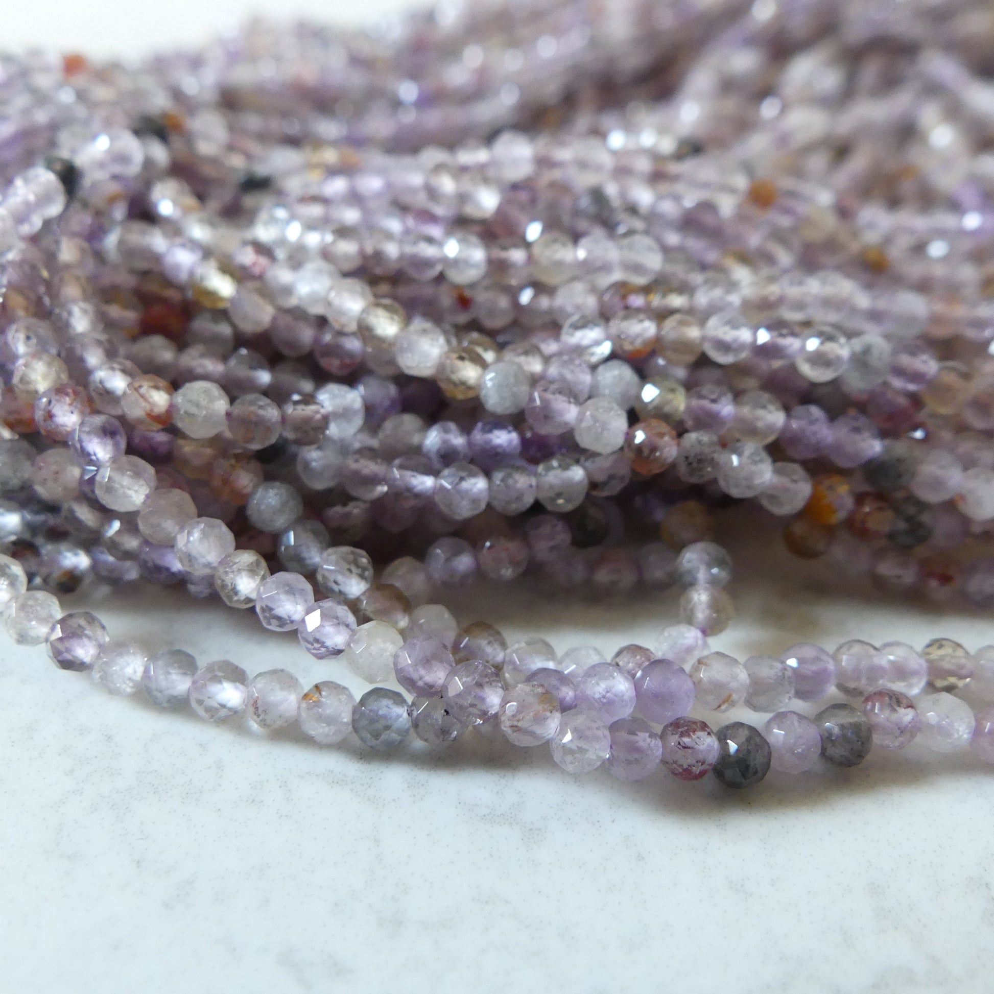 2.5mm Cacoxenite Micro Faceted Beads Super Seven 7 Genuine Beads 15.5" Sparkly Gemstone Melody Stone Beads Beading Crafter Gift