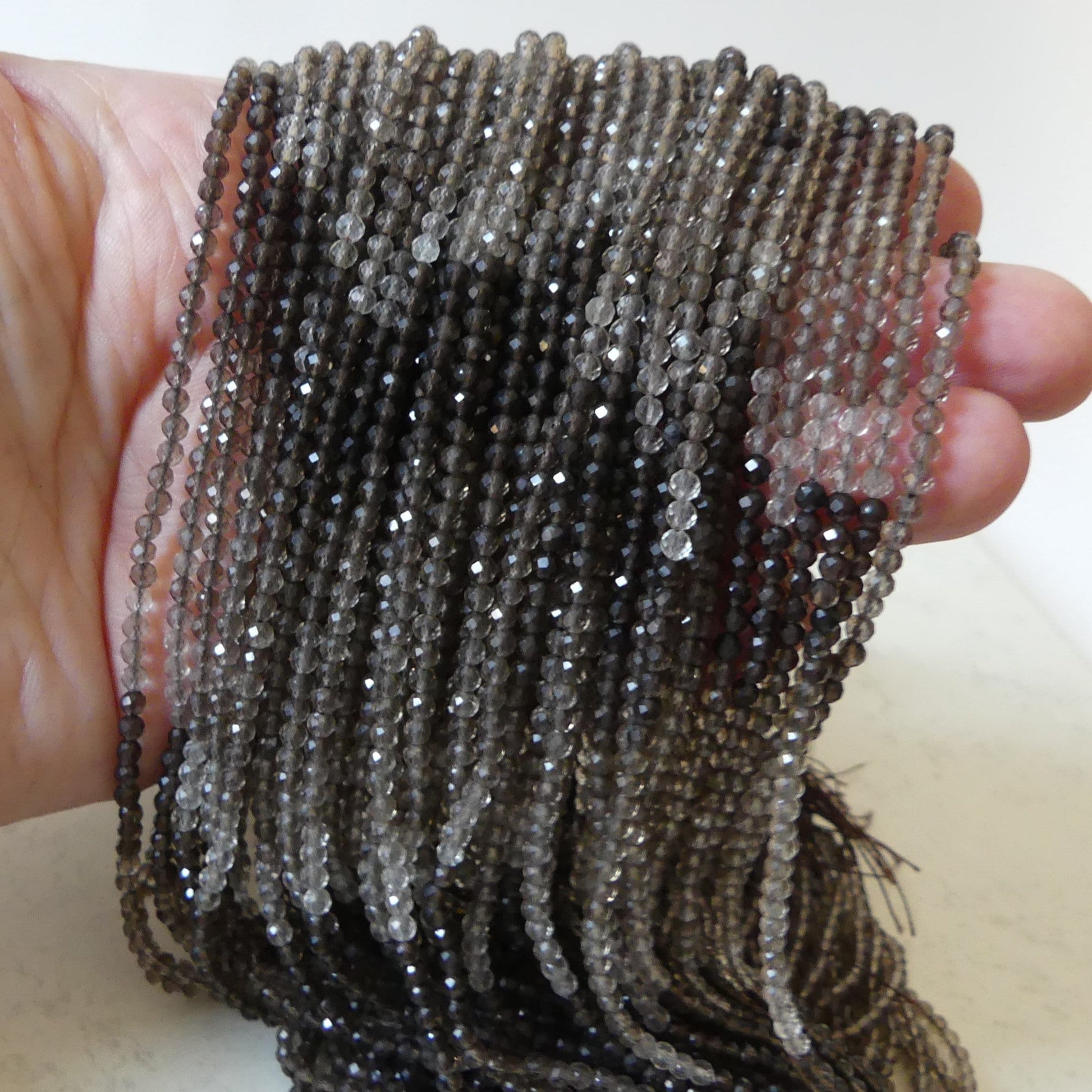 2.8mm Shaded Smoky Quartz Micro Faceted Beads Genuine Beads 15.5" Sparkly Gemstone Beads Beading Crafter Gift