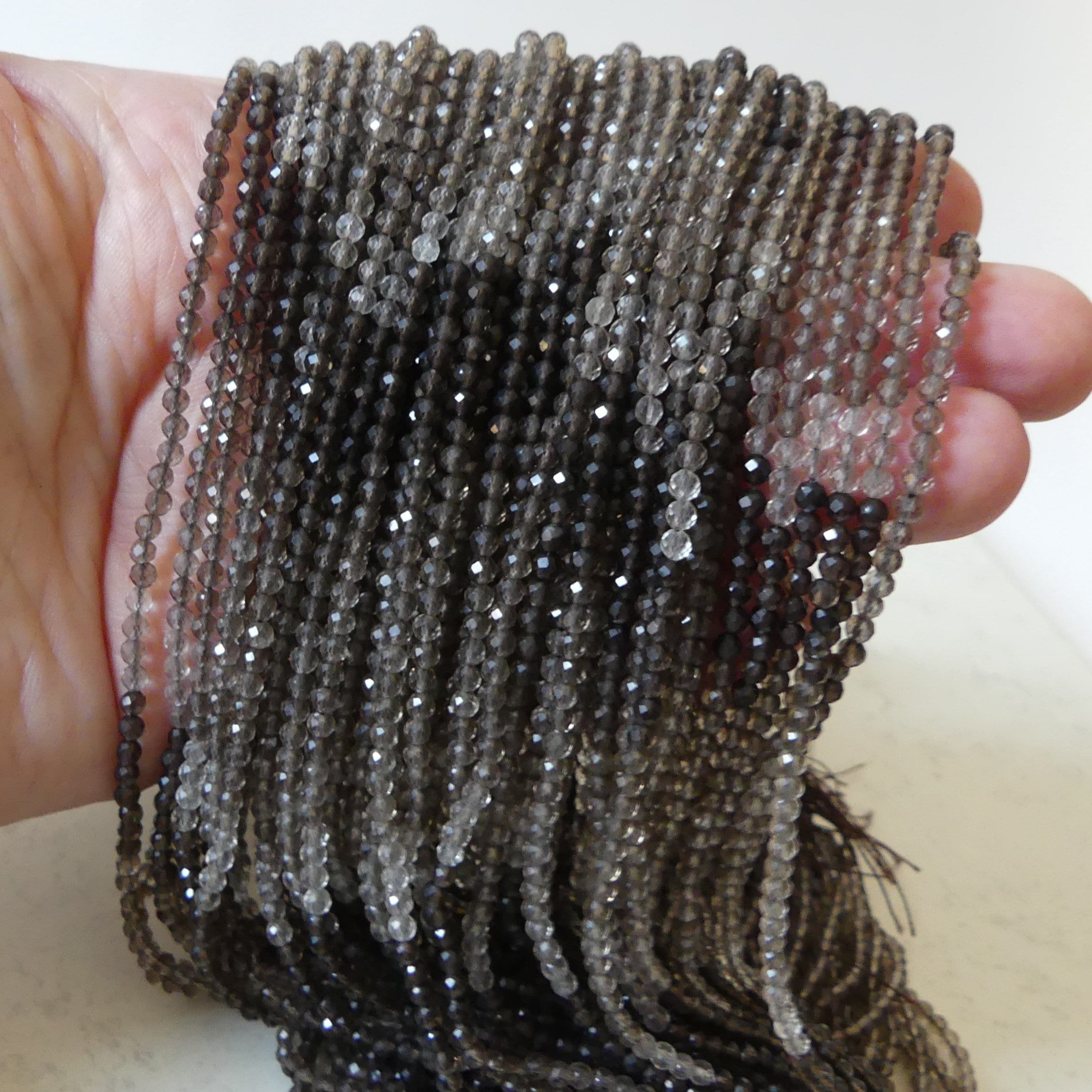 2.8mm Shaded Smoky Quartz Micro Faceted Beads Genuine Beads 15.5" Sparkly Gemstone Beads Beading Crafter Gift