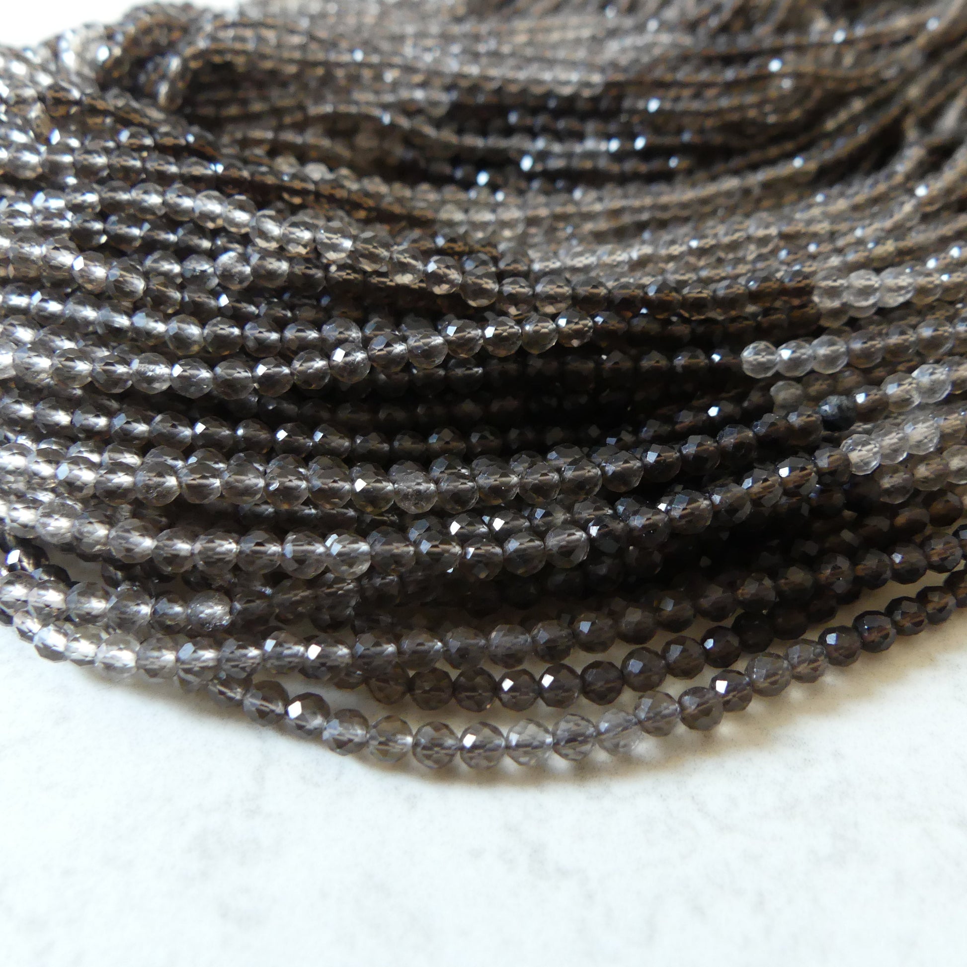 2.8mm Shaded Smoky Quartz Micro Faceted Beads Genuine Beads 15.5" Sparkly Gemstone Beads Beading Crafter Gift