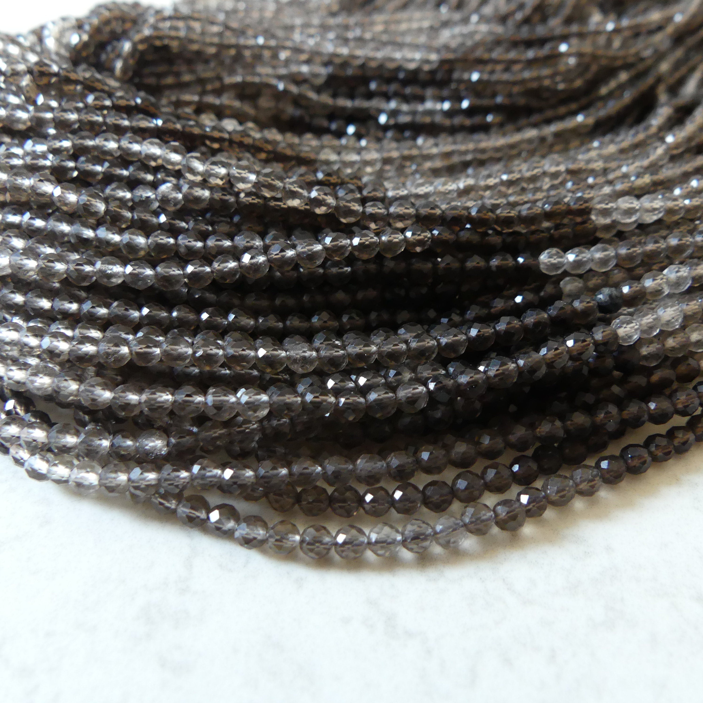 2.8mm Shaded Smoky Quartz Micro Faceted Beads Genuine Beads 15.5" Sparkly Gemstone Beads Beading Crafter Gift
