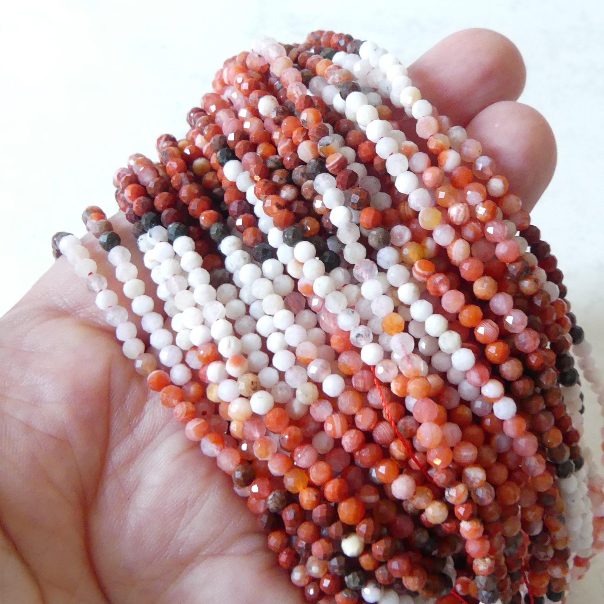 3mm Moroccan Red Agate Micro Faceted Beads Genuine Agate Red Beads 15.5" Sparkly Gemstone Beads for Jewelry Making