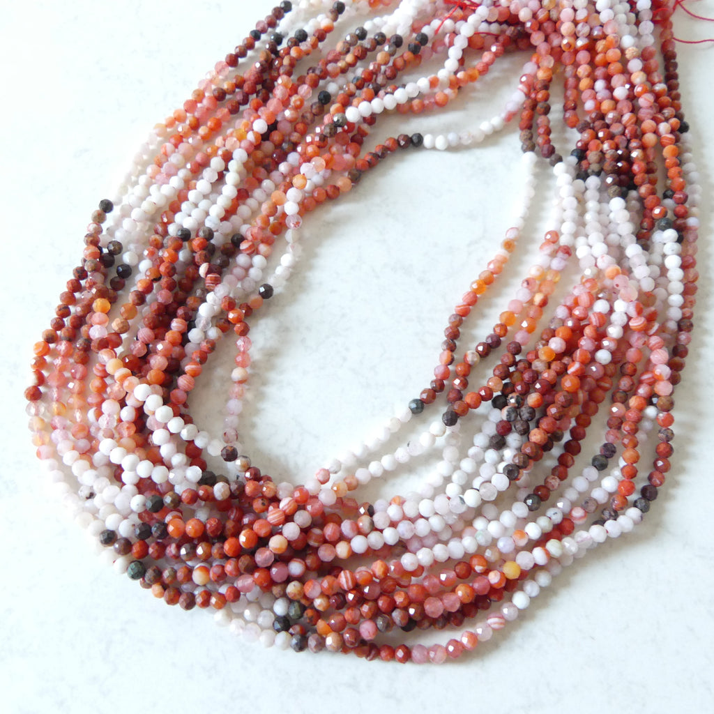 3mm Moroccan Red Agate Micro Faceted Beads Genuine Agate Red Beads 15.5" Sparkly Gemstone Beads for Jewelry Making