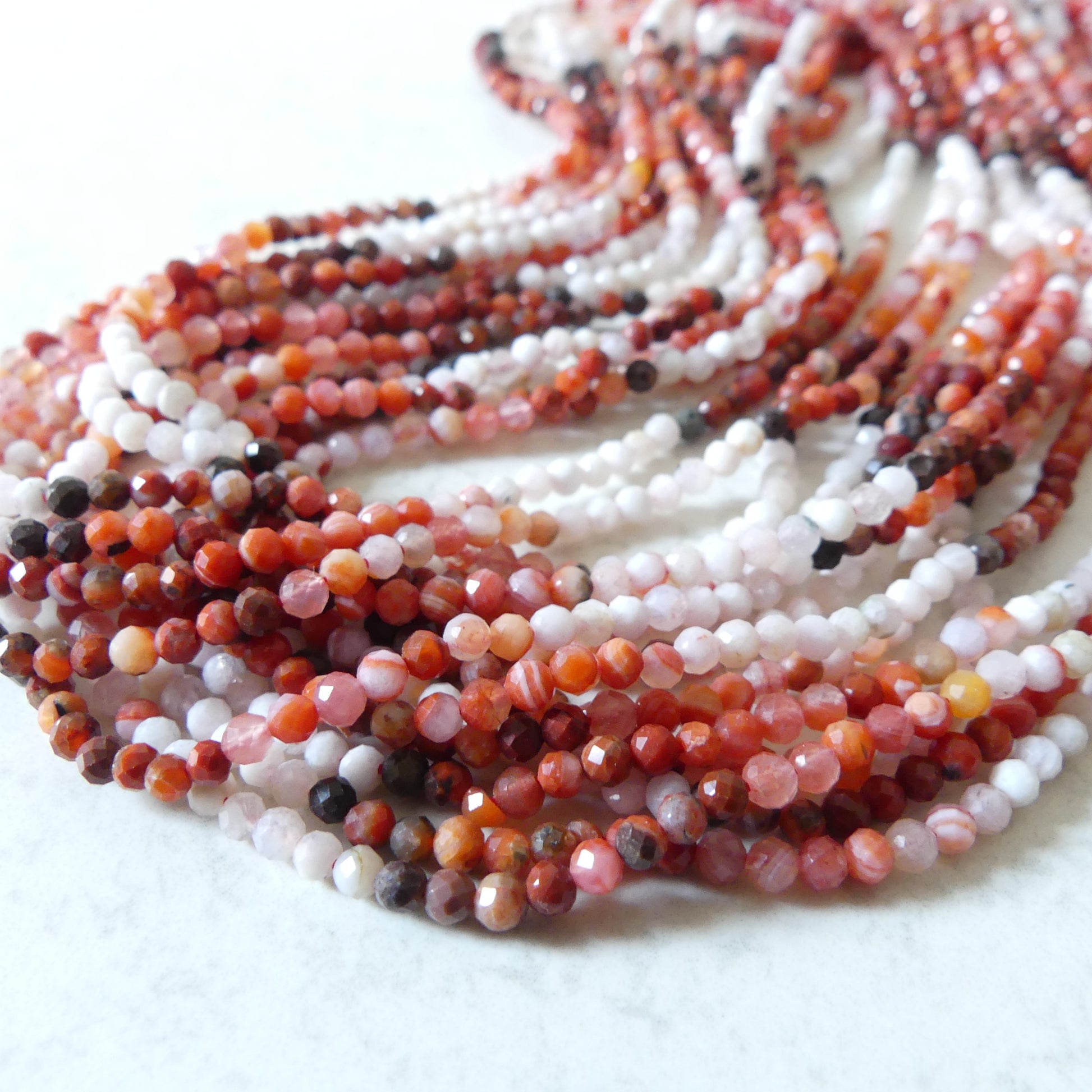 3mm Moroccan Red Agate Micro Faceted Beads Genuine Agate Red Beads 15.5" Sparkly Gemstone Beads for Jewelry Making