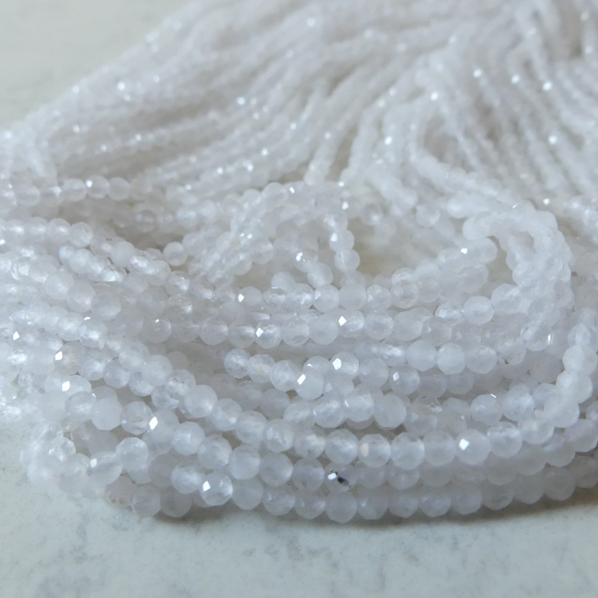 2.5mm White Jade Micro Faceted Beads Genuine Beads 15.5" Sparkly White Gemstone Beads Beading Crafter Gift