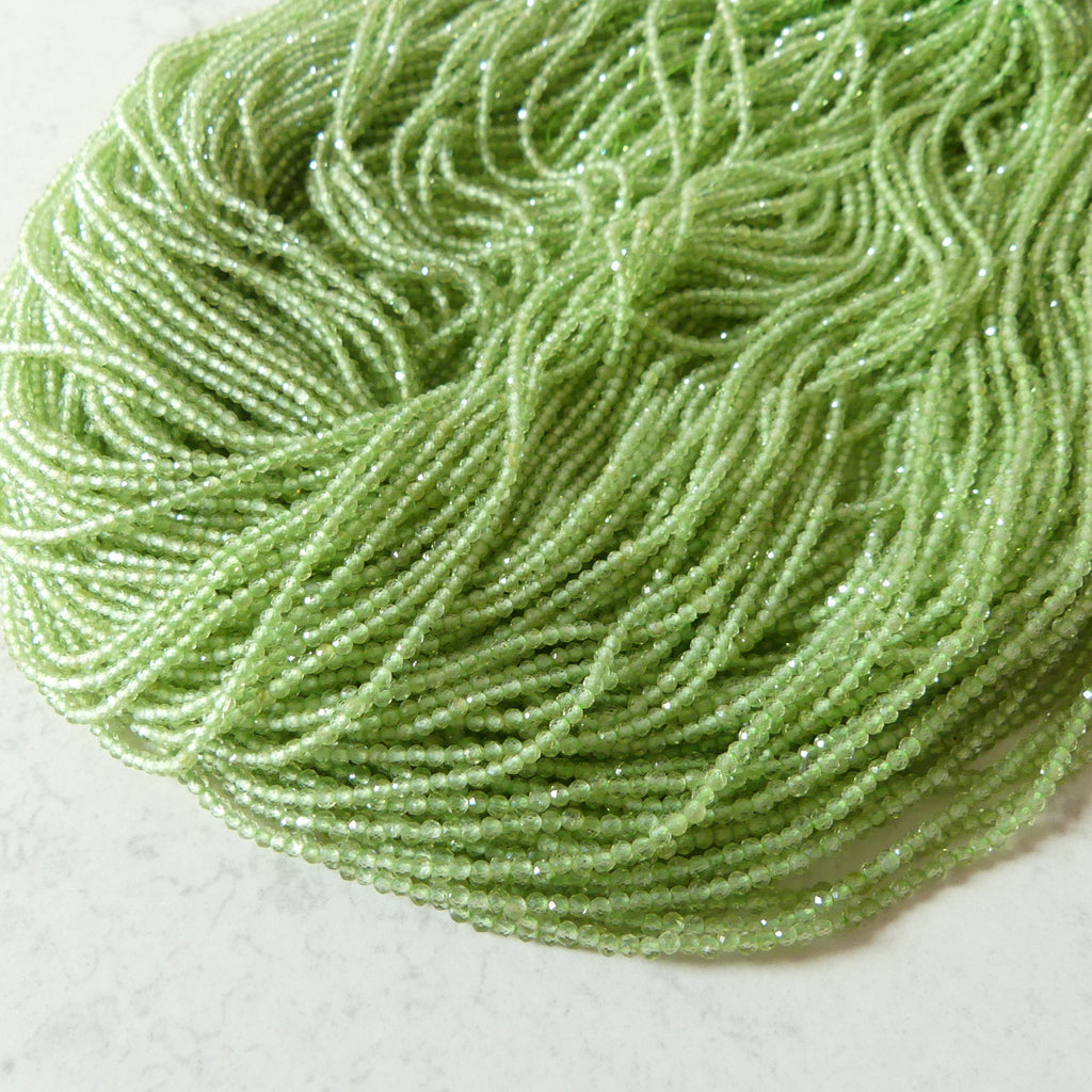 2mm Peridot Faceted Beads 15.5" Transparent Green Gemstone Beads for Jewelry Making Beading Craft Gift August Birthstone Beads