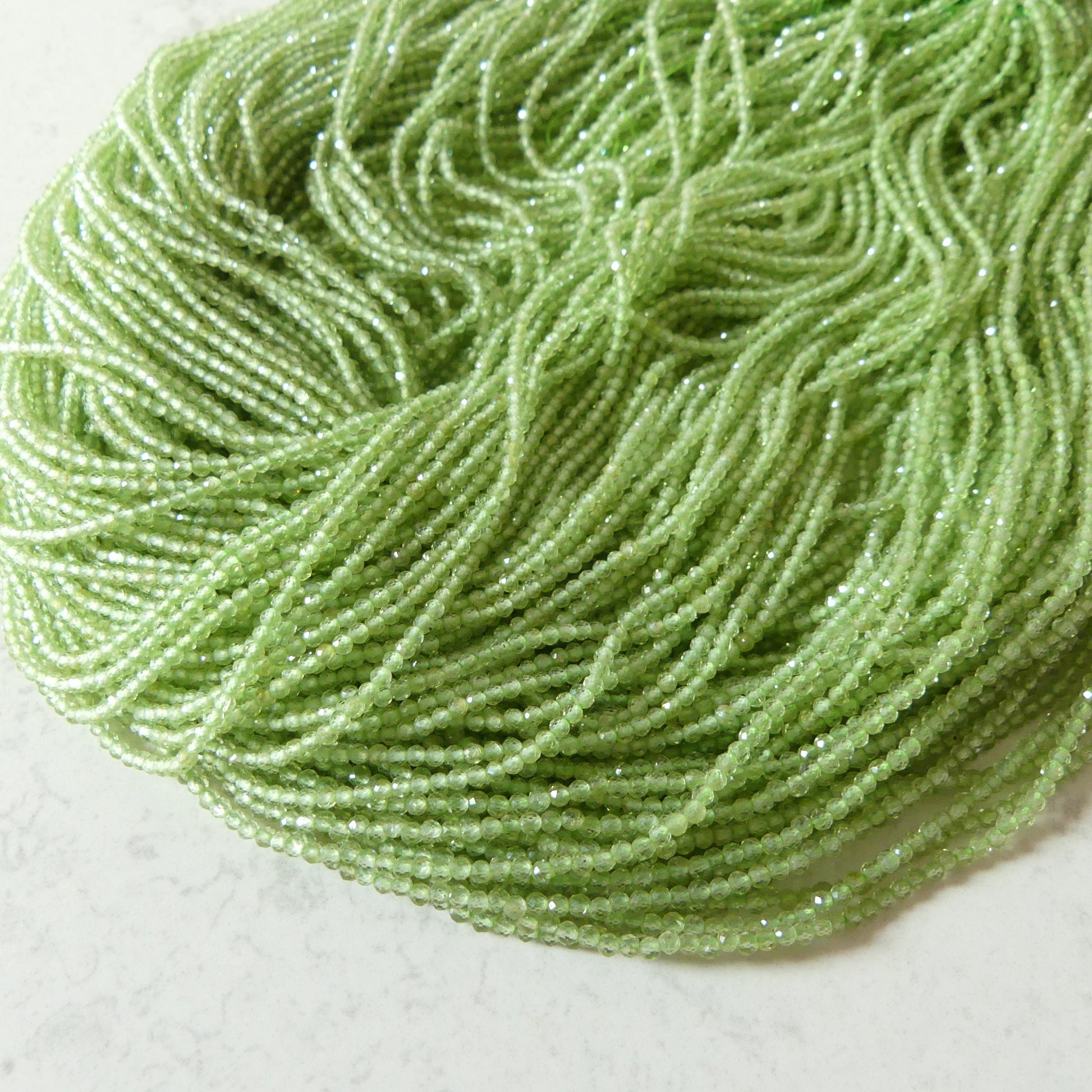 2mm Peridot Faceted Beads 15.5" Transparent Green Gemstone Beads for Jewelry Making Beading Craft Gift August Birthstone Beads