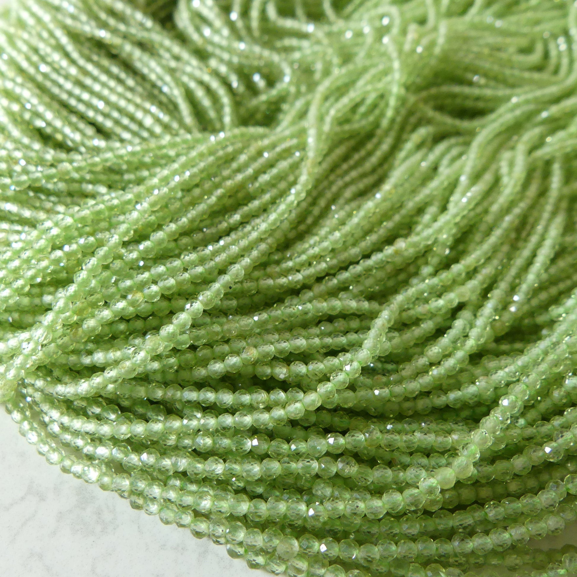 2mm Peridot Faceted Beads 15.5" Transparent Green Gemstone Beads for Jewelry Making Beading Craft Gift August Birthstone Beads