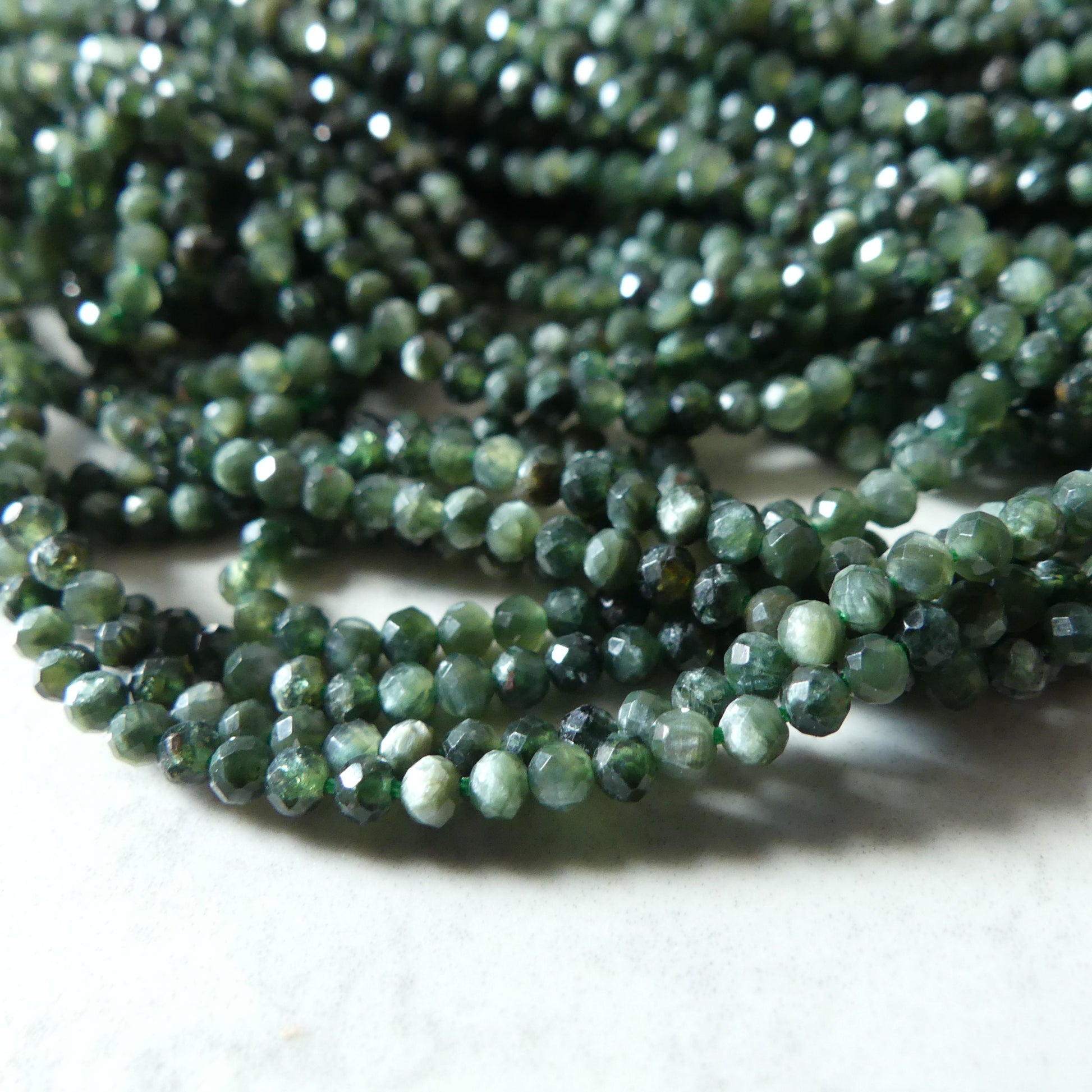 2mm Seraphinite Faceted Beads 15.5" Russian Seraphinite Genuine Gemstone Beads for Jewelry Making Beading Craft Gift Beads