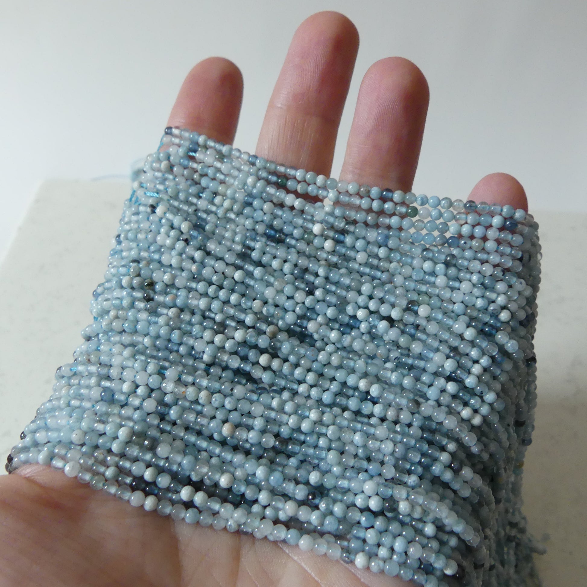 2mm Natural Aquamarine Beads 15.5" Raw Aquamarine Smooth Genuine Gemstone Beads for Jewelry Making Beading Craft Gift Beads March Birthstone