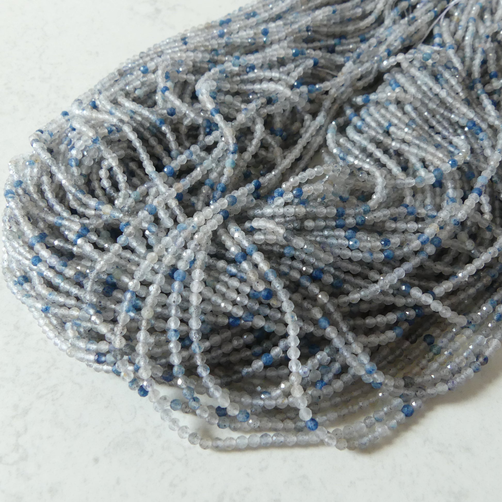 2.5mm Dumortierite Quartz Micro Faceted Beads Genuine Beads 15.5" Dumortierite in Clear Quartz Gemstone Beads Beading Crafter Gift