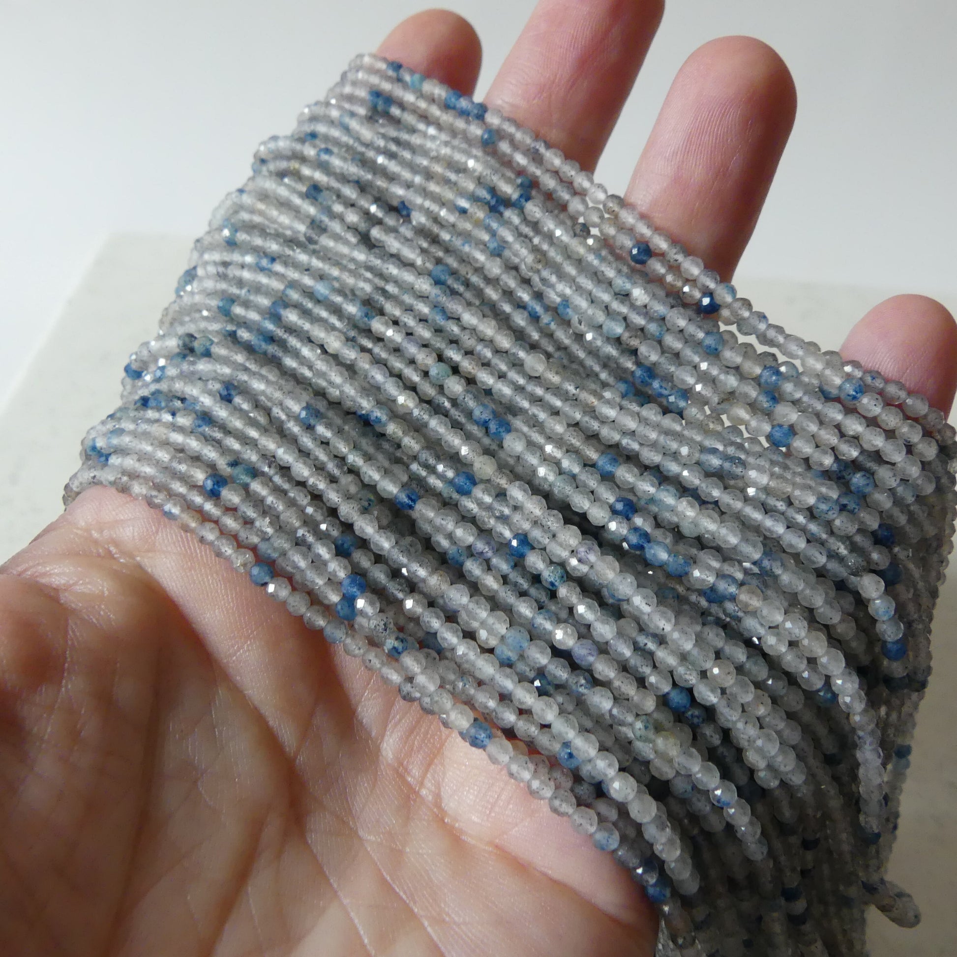 2.5mm Dumortierite Quartz Micro Faceted Beads Genuine Beads 15.5" Dumortierite in Clear Quartz Gemstone Beads Beading Crafter Gift