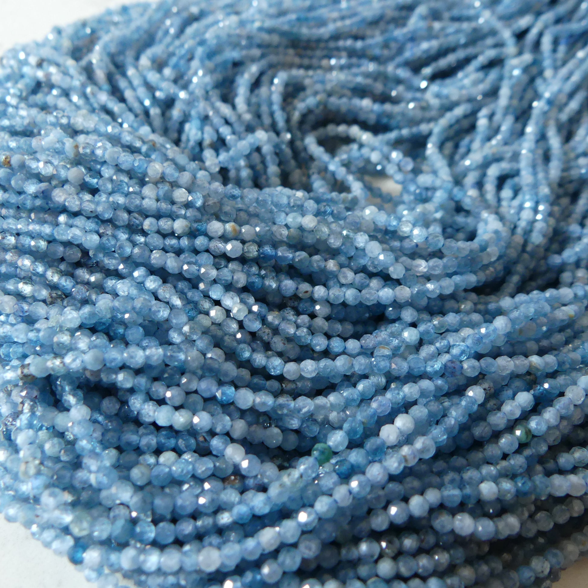 2mm Paraiba Kyanite Beads Micro Faceted Beads 15.5" Rare Kyanite Gemstone Beads Beading Crafter Gift